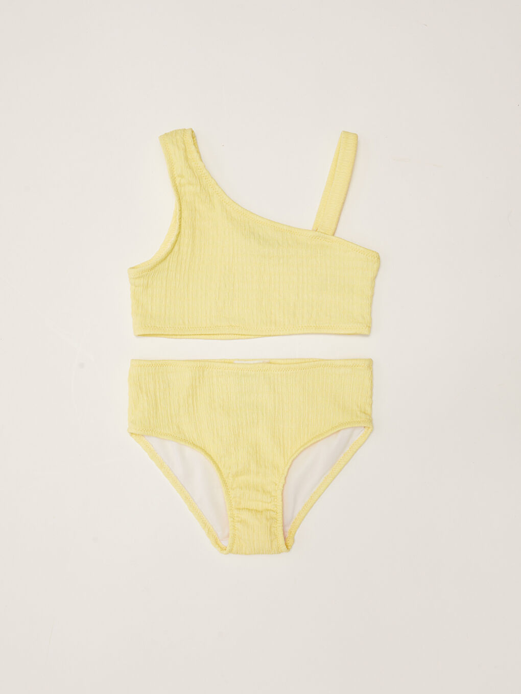 Sari Esnek Kuma Kendinden Desenli K Z Ocuk Bikini S Z Ftr Lcw