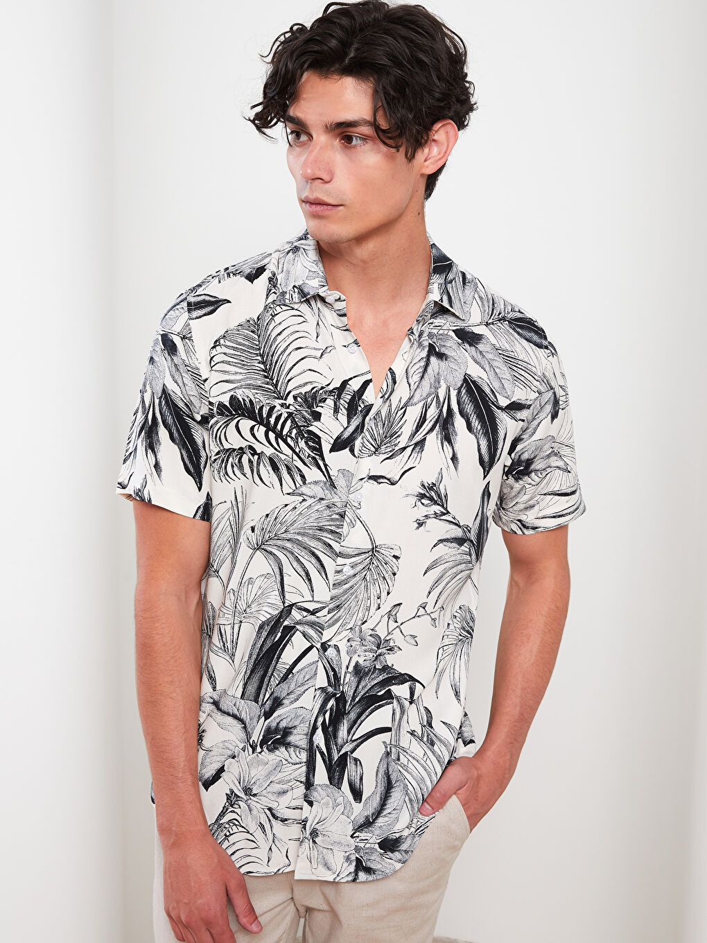 Regular Fit Short Sleeve Patterned Men S Shirt S Au Z Lu S Au Z