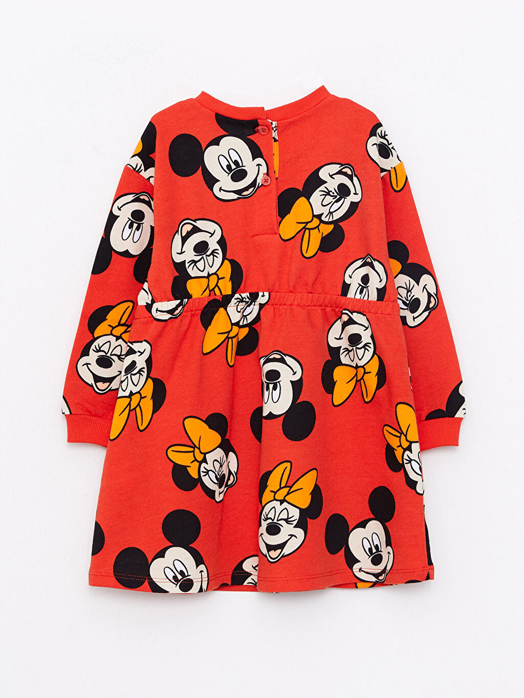 Crew Neck Long Sleeve Minnie Mouse Printed Baby Girl Dress W Fh Z