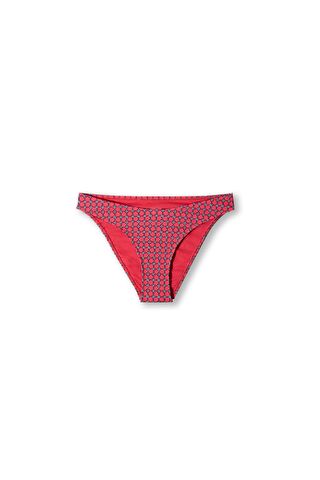 KIRMIZI Kadın Kırmızı Renkli Retro Desenli Bikini Alt S