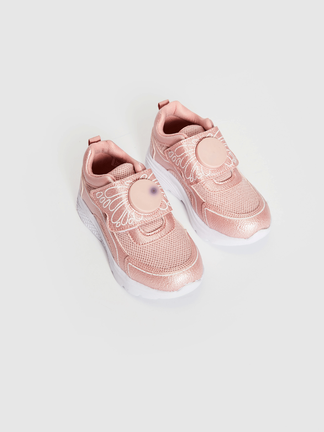 Pembe Kız Çocuk Cırt Cırtlı Işıklı Günlük Ayakkabı