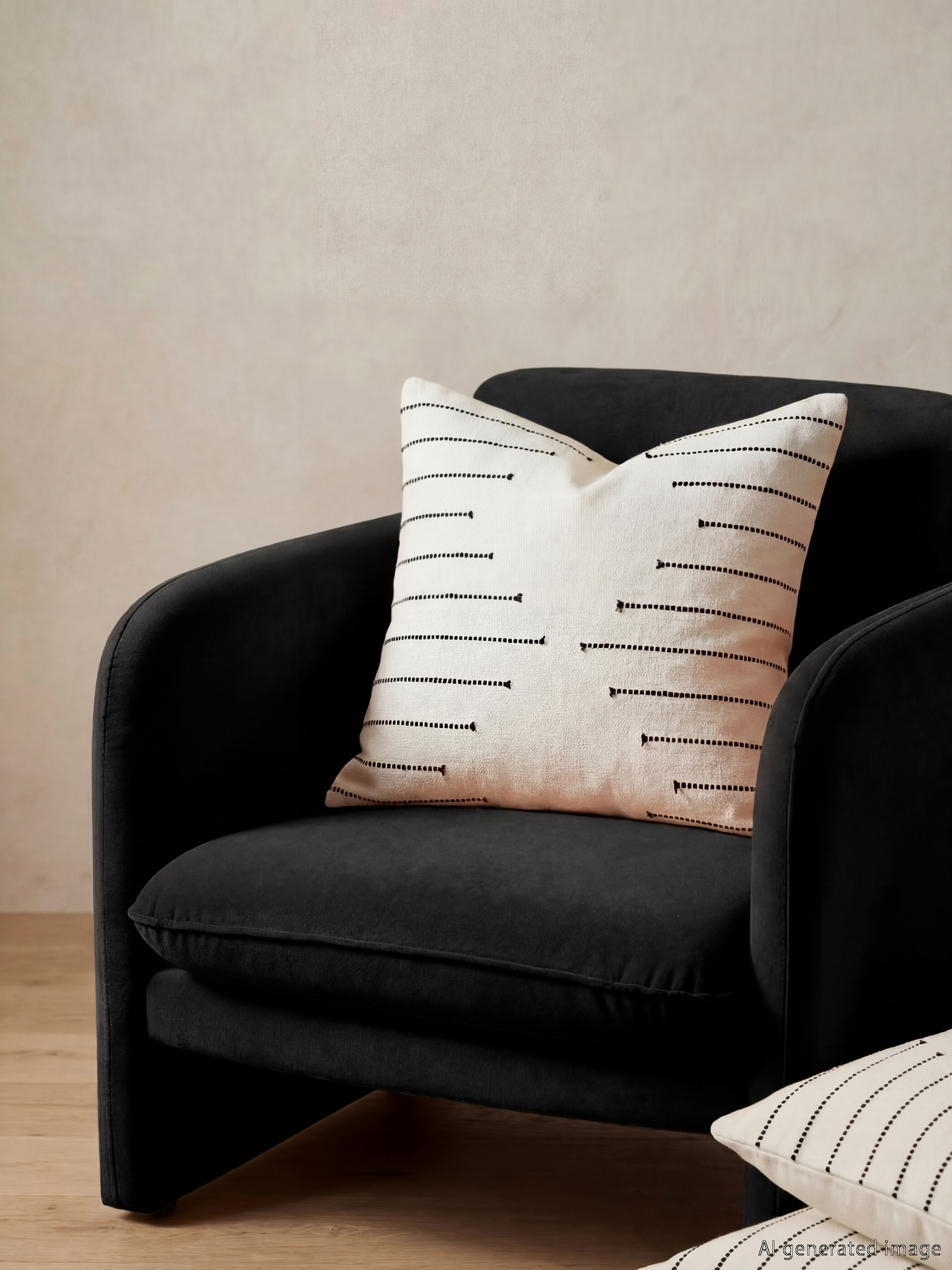 LCW HOME Çizgi Nakışlı Kırlent Kılıfı 45x45 cm - W58916Z8-LQJ