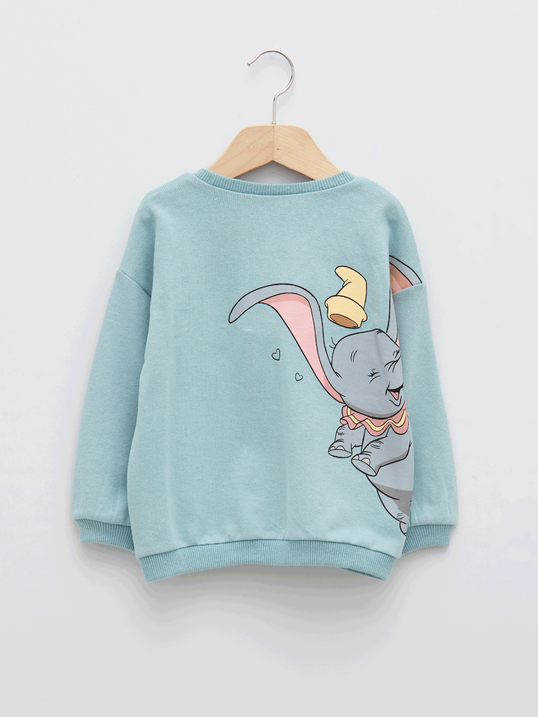 Crew Neck Long Sleeve Dumbo Printed Cotton Baby Girl Sweatshirt-1