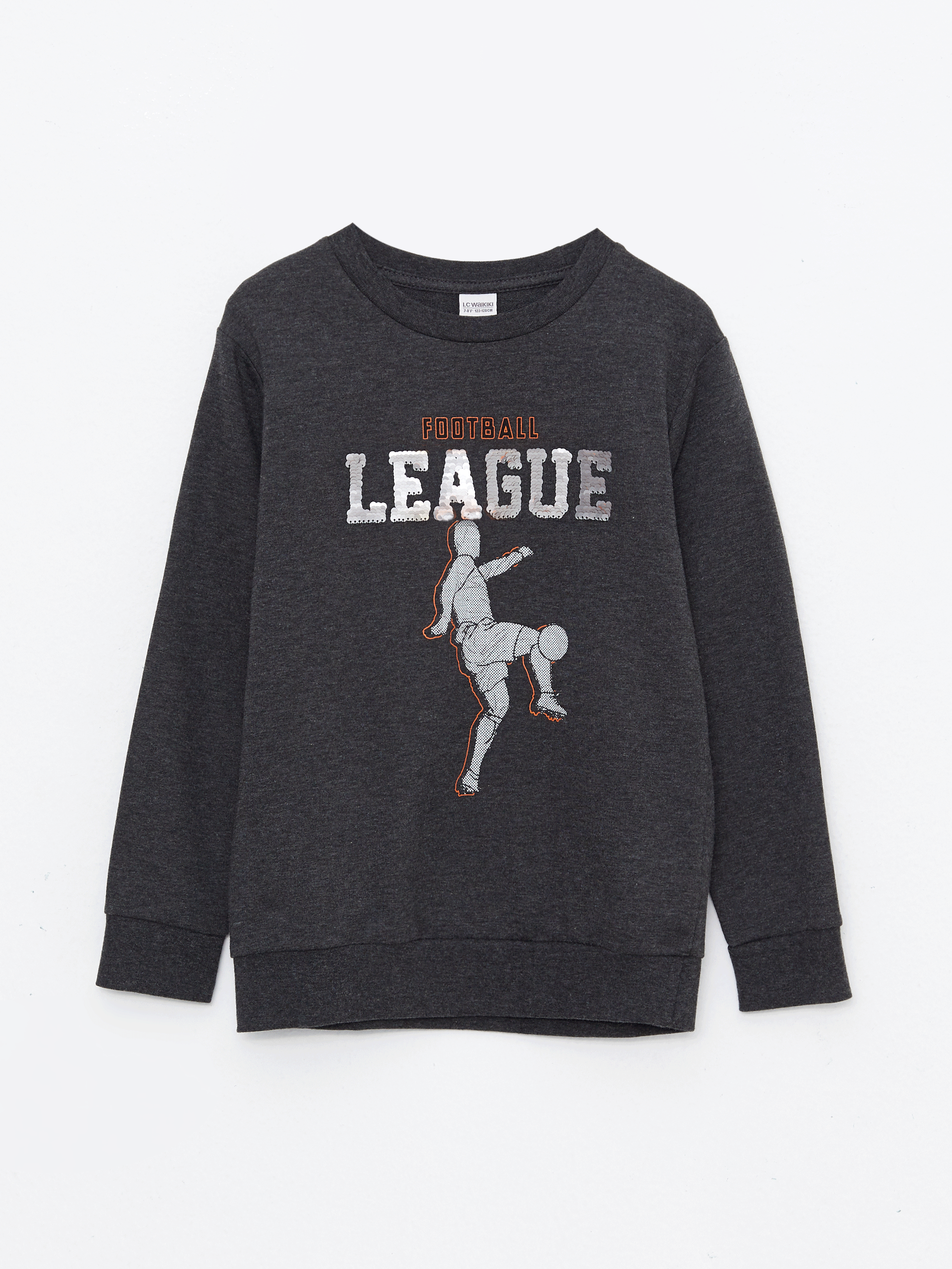 Ұлдарға арналған ұзын жеңді принтті дөңгелек жағалы свитшот-1