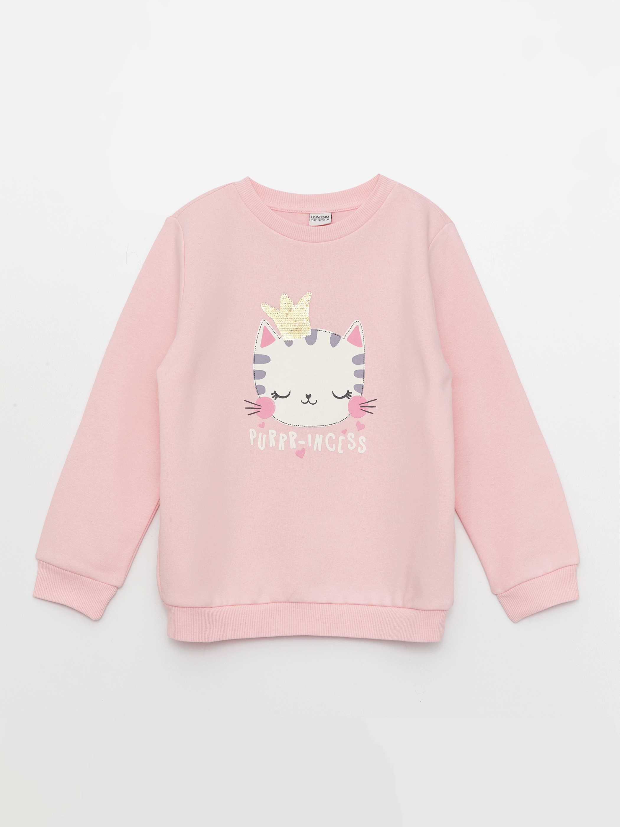 Crew Neck Printed Long Sleeve Girls' Sweatshirt-3