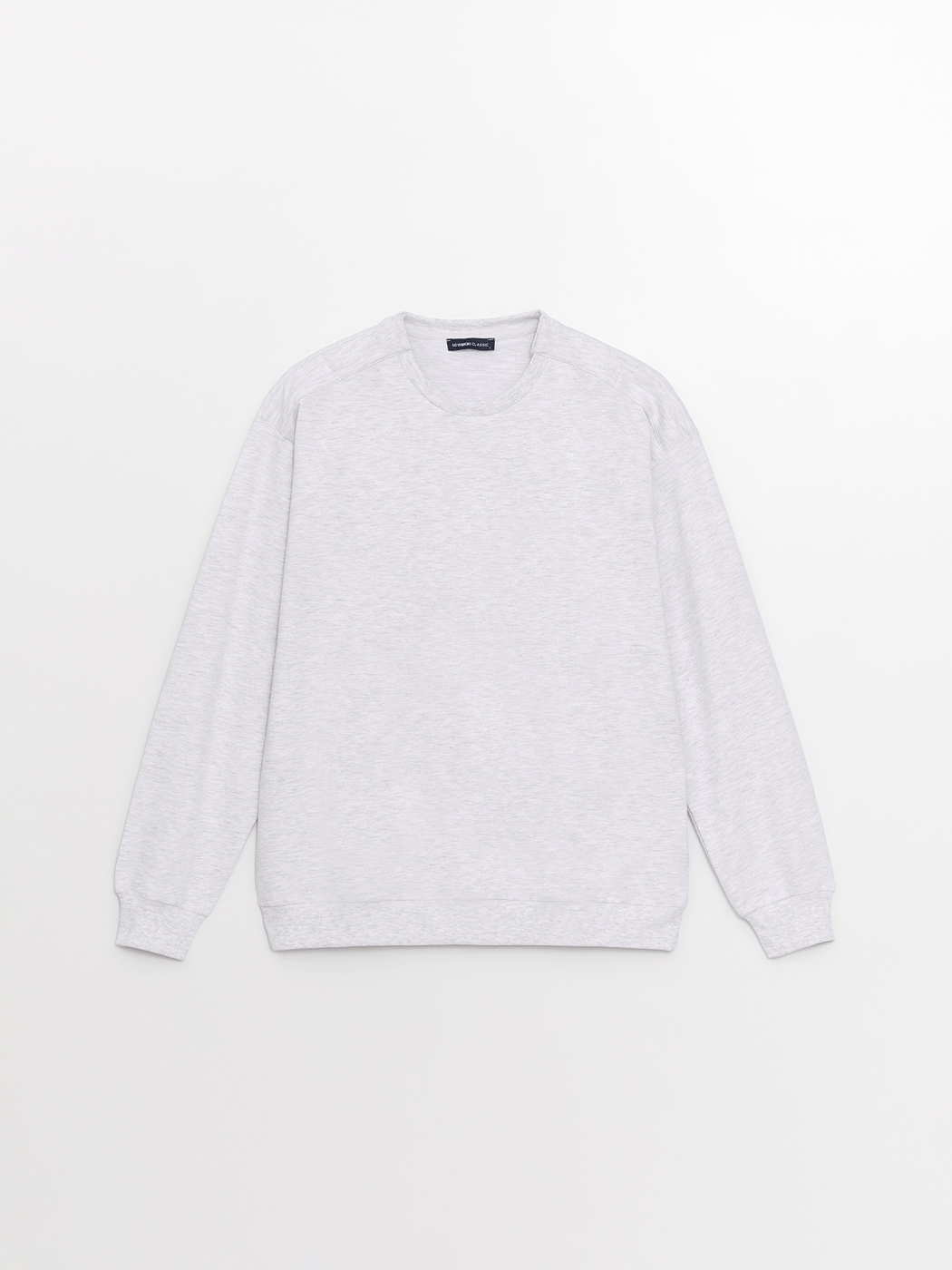 Beyaz Bisiklet Yaka Uzun Kollu Erkek Sweatshirt-6