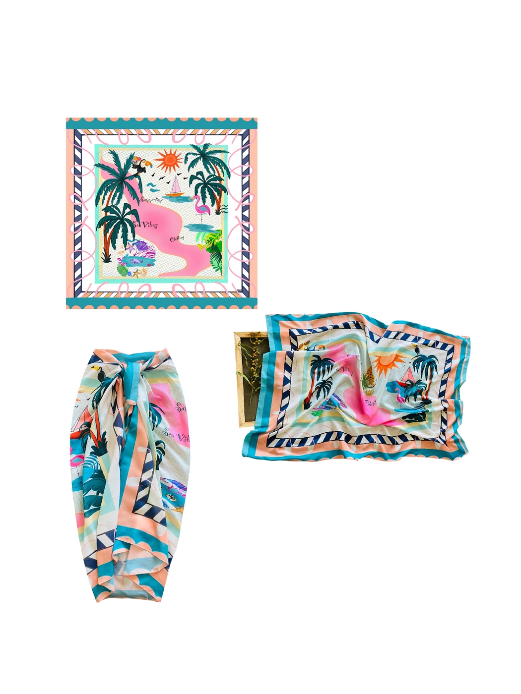 Karışık Desenli Kadın Pareo-3