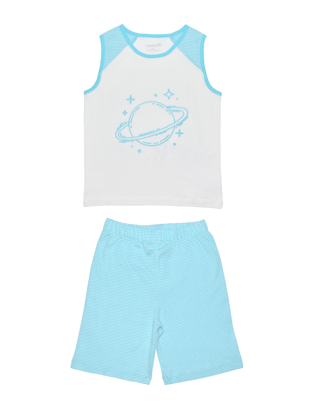 ORGANICKID Bisiklet Yaka Erkek Çocuk Şortlu Pijama Takımı