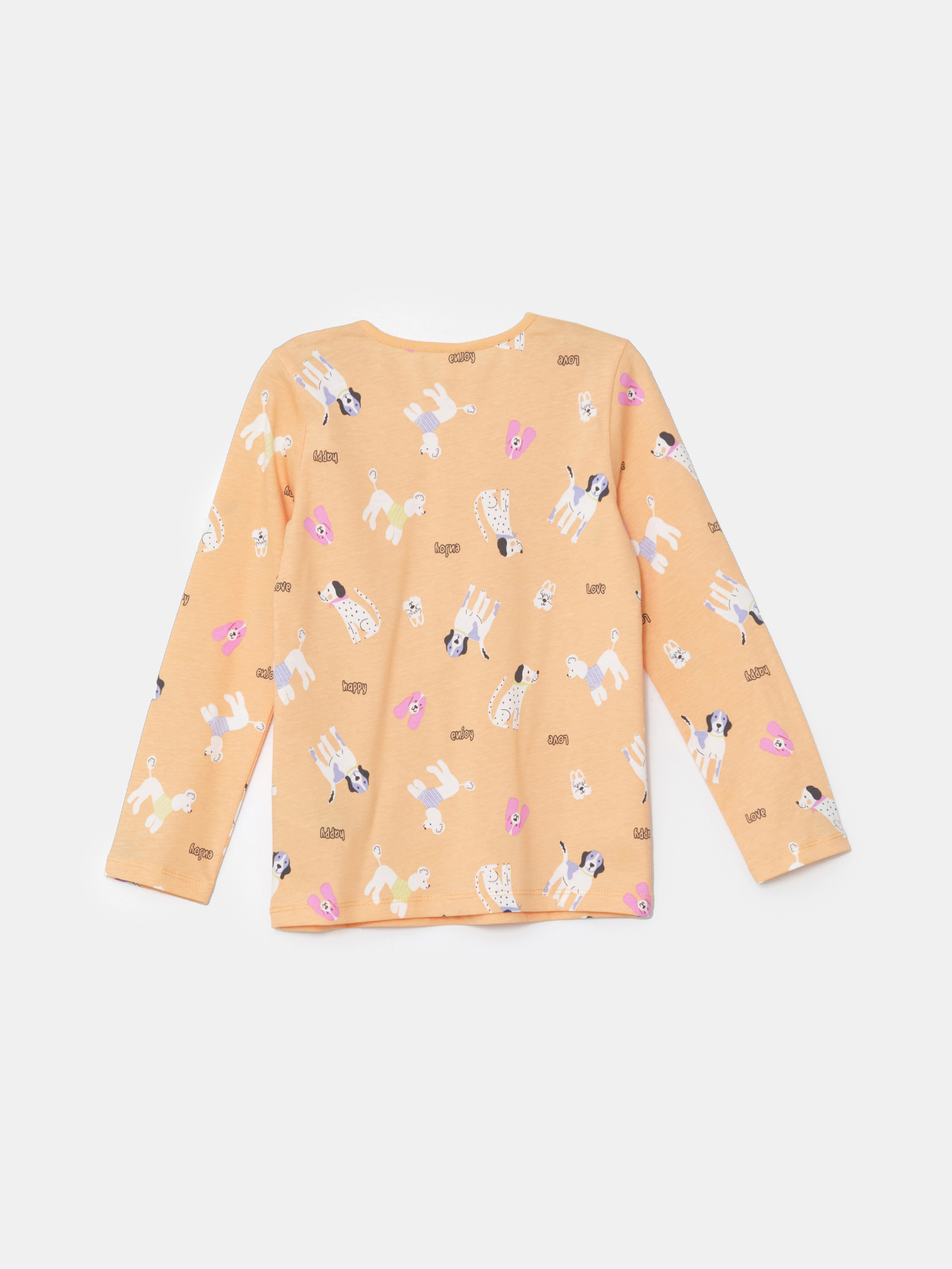 Turuncu Desenli Kız Çocuk Pijama Üst-1