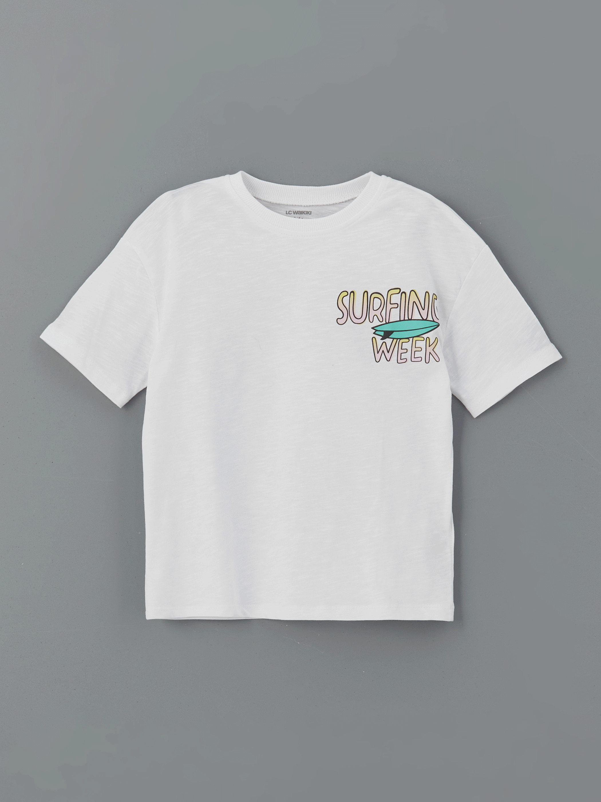 LCW Kids Beyaz Bisiklet Yaka Baskılı Erkek Çocuk Tişört - 2