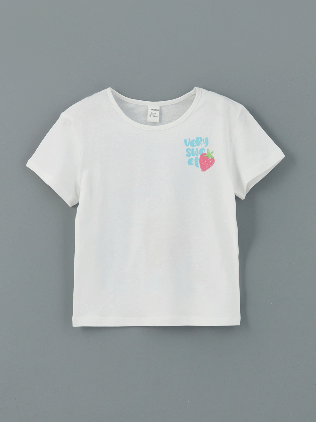 LCW Kids Bisiklet Yaka Çilek Baskılı Kız Çocuk Tişört - S5EY16Z1-JYX