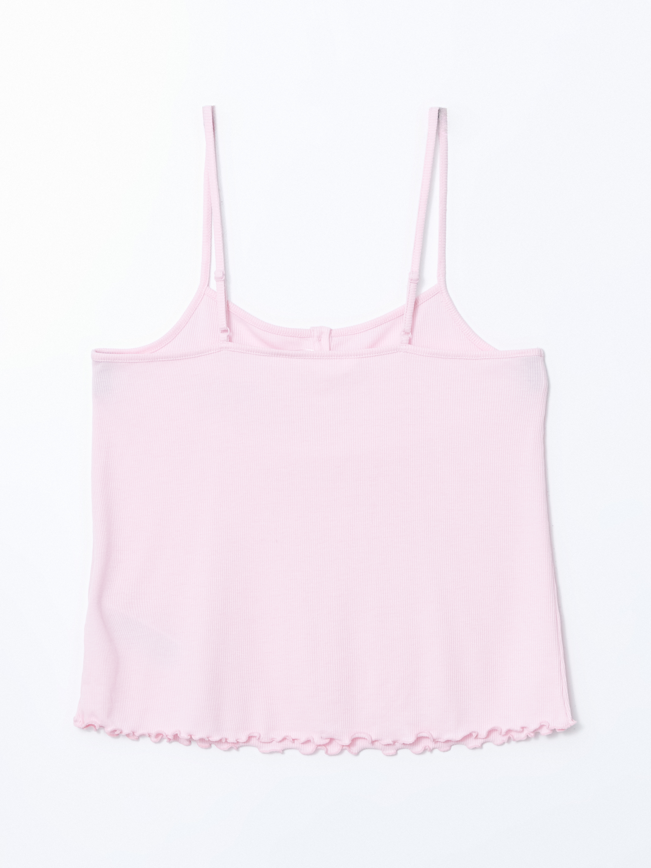 Pembe Baskılı İp Askılı Kadın Pijama Üst-1