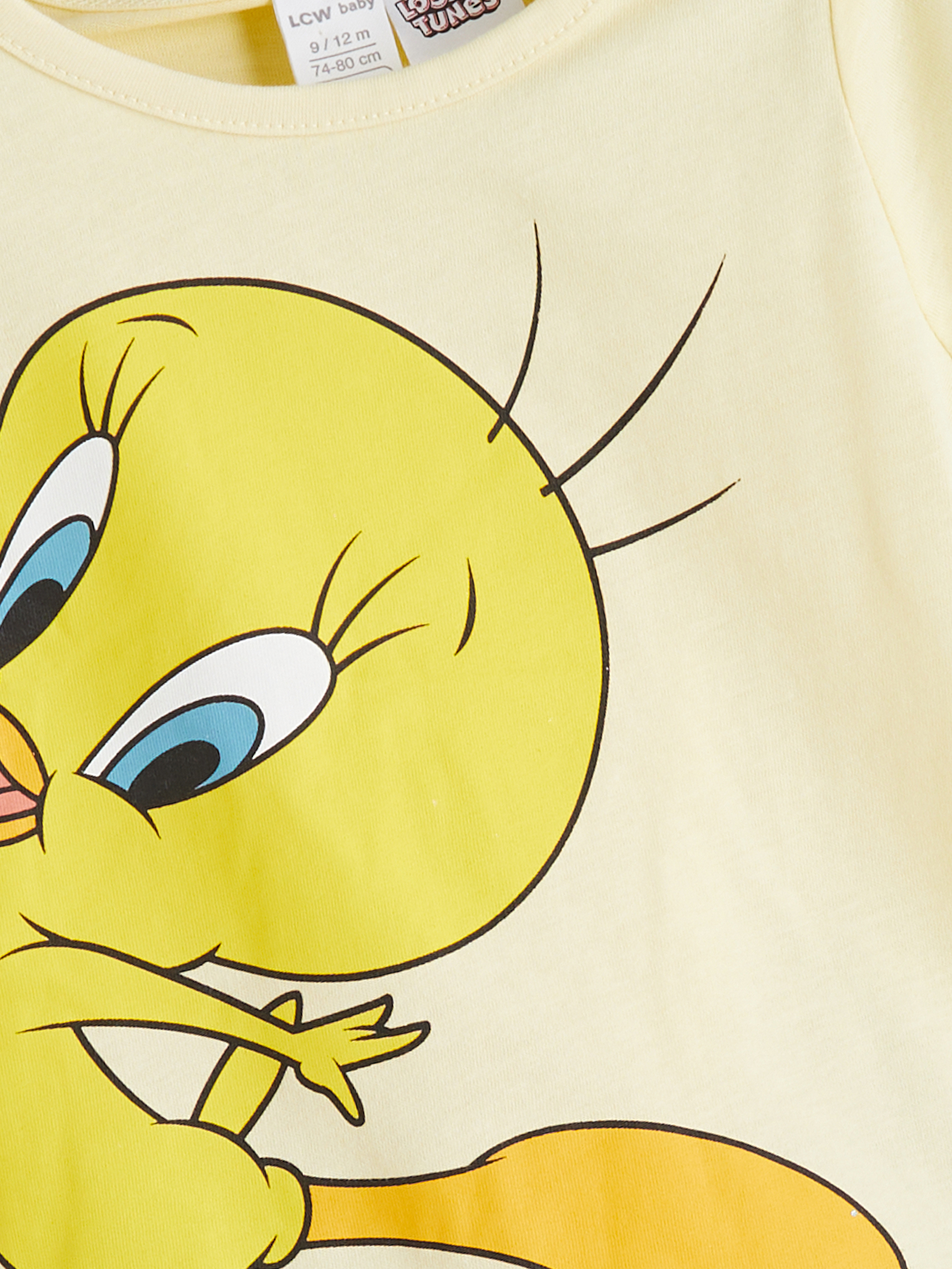 Sarı Tweety Baskılı Kız Bebek Pijama Üst-2