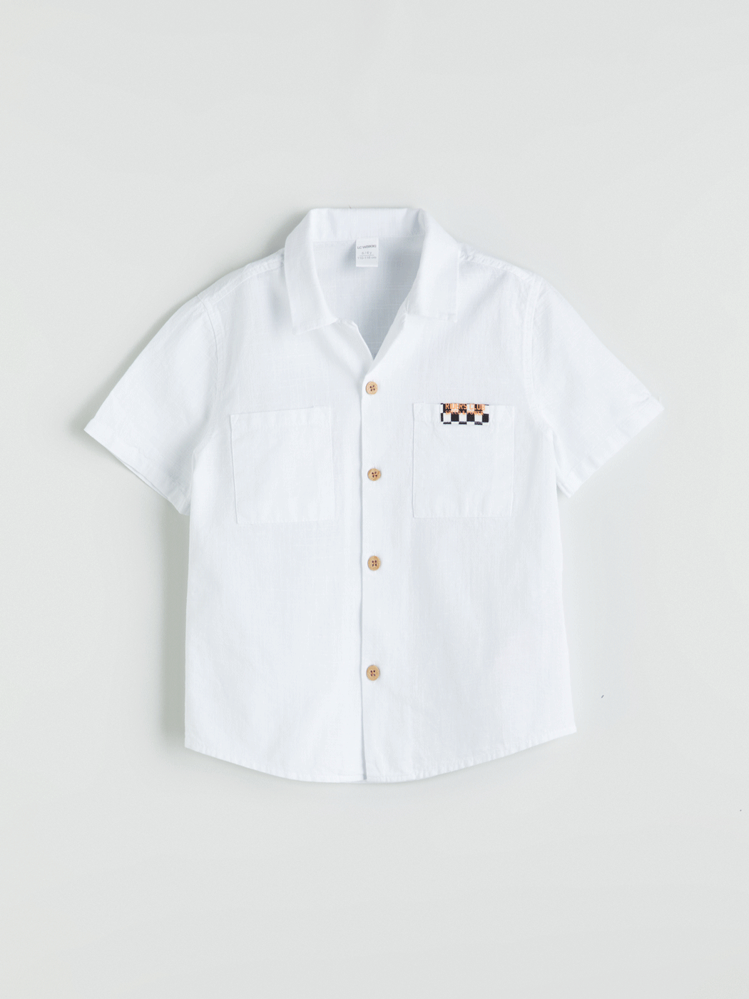 Beyaz Kısa Kollu Baskılı Erkek Çocuk Gömlek-3