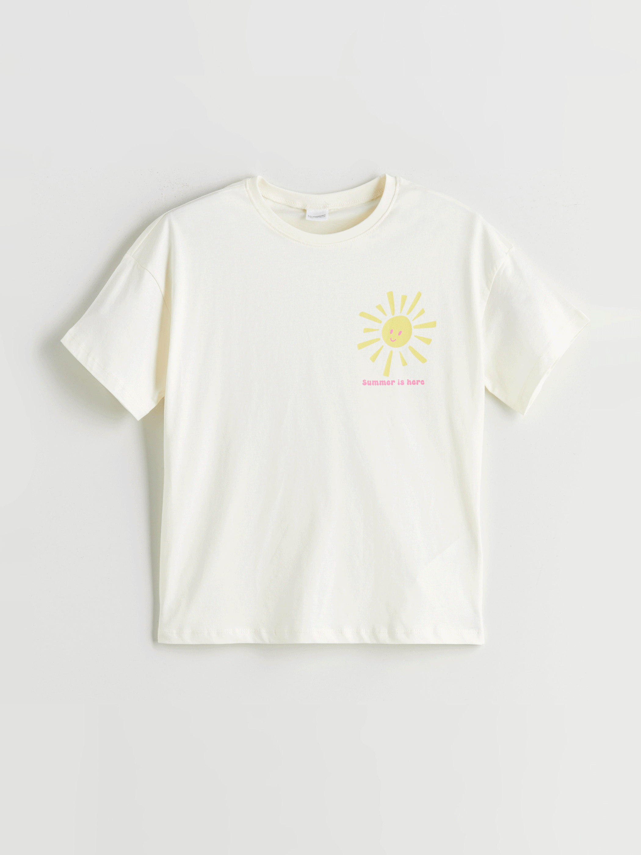 Ekru Bisiklet Yaka Kız Çocuk Pijama Üst