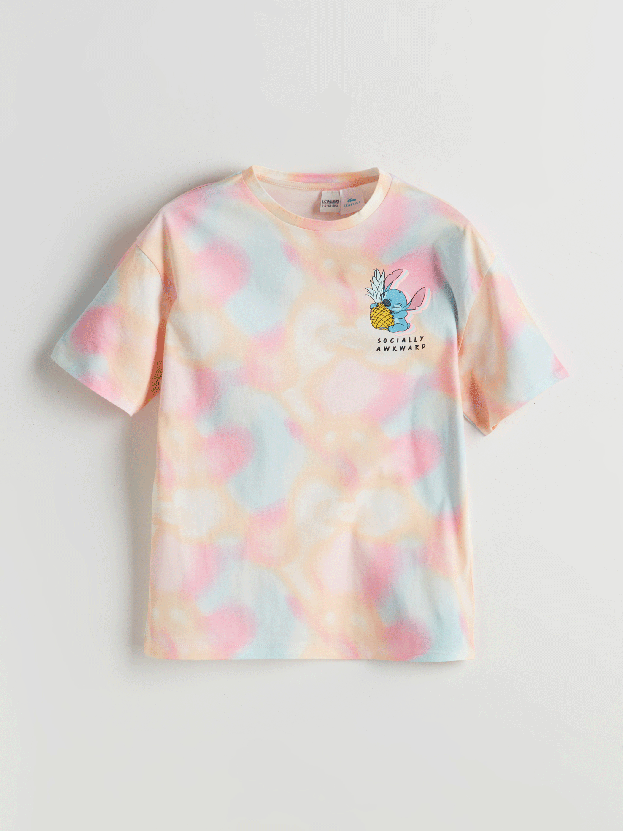 LCW Kids Bisiklet Yaka Stitch Baskılı Kız Çocuk Tişört - S5L137Z4-F9C