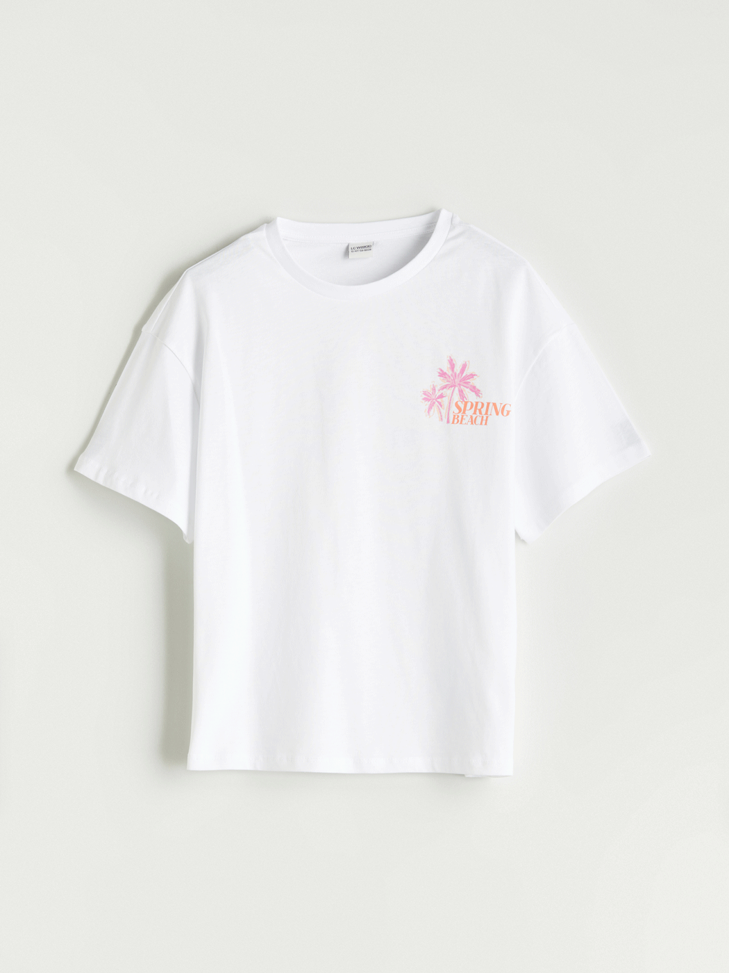 Beyaz Bisiklet Yaka Kız Çocuk Tişört