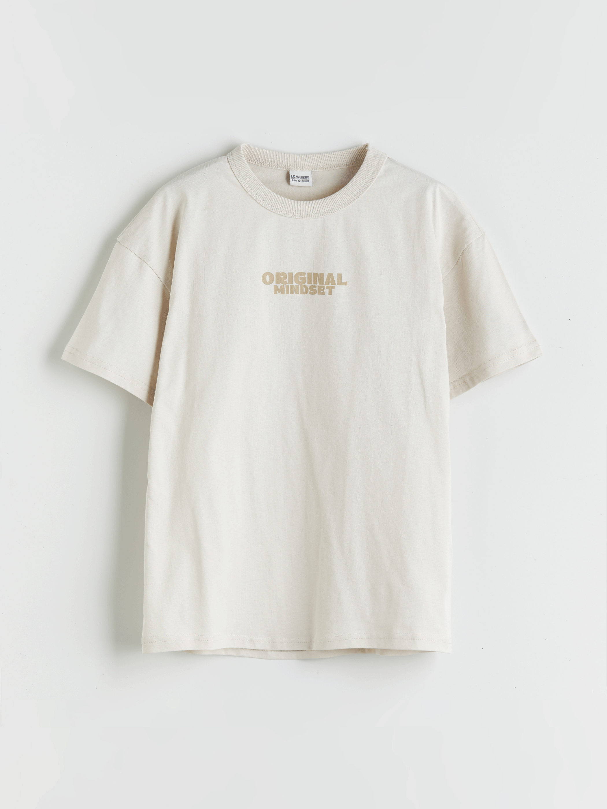 Bej Bisiklet Yaka Erkek Çocuk Tişört-2