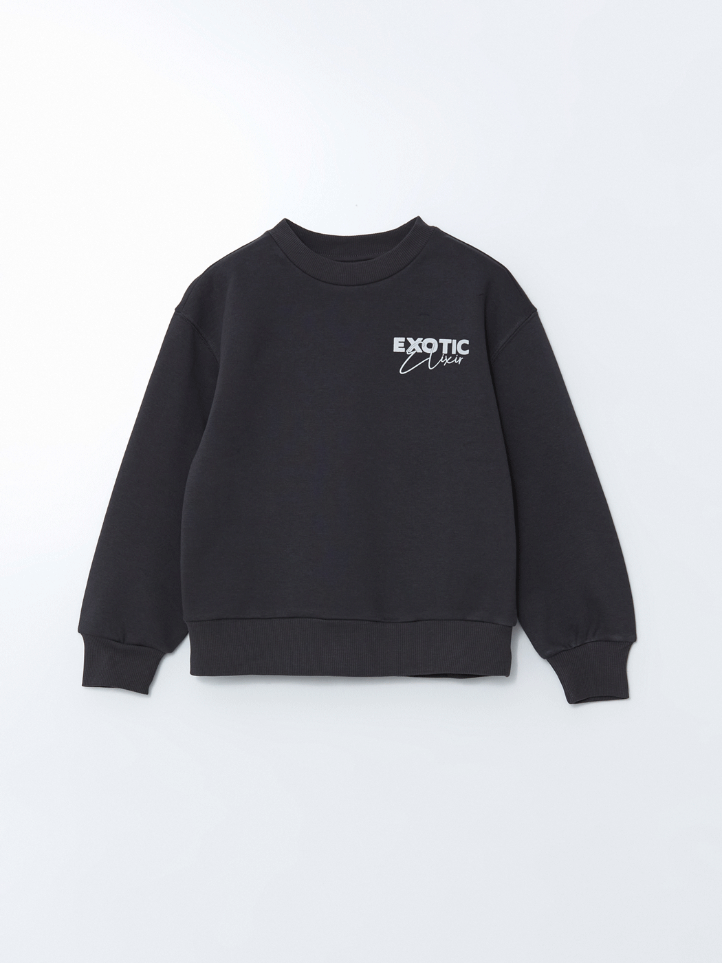 Antrasit Bisiklet Yaka Kız Çocuk Sweatshirt