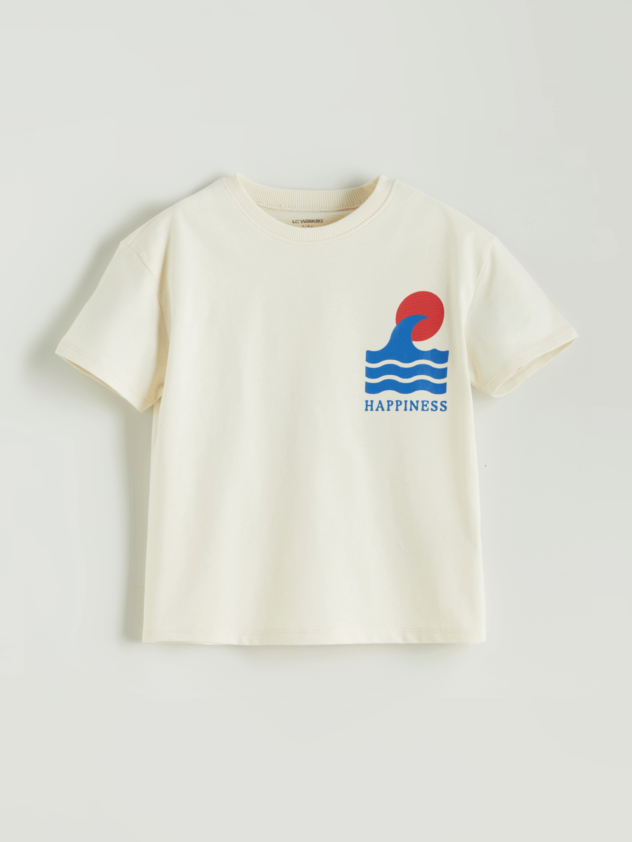 Bej Bisiklet Yaka Baskılı Erkek Çocuk Tişört-3