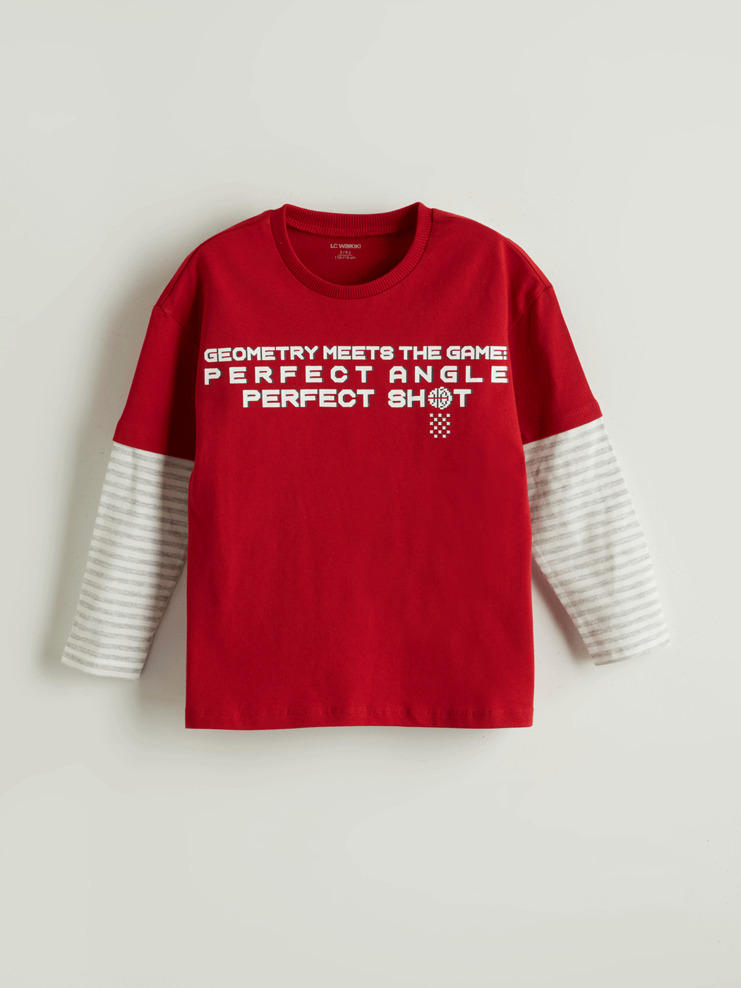 Kırmızı Bisiklet Yaka Yazı Baskılı Erkek Çocuk Tişört