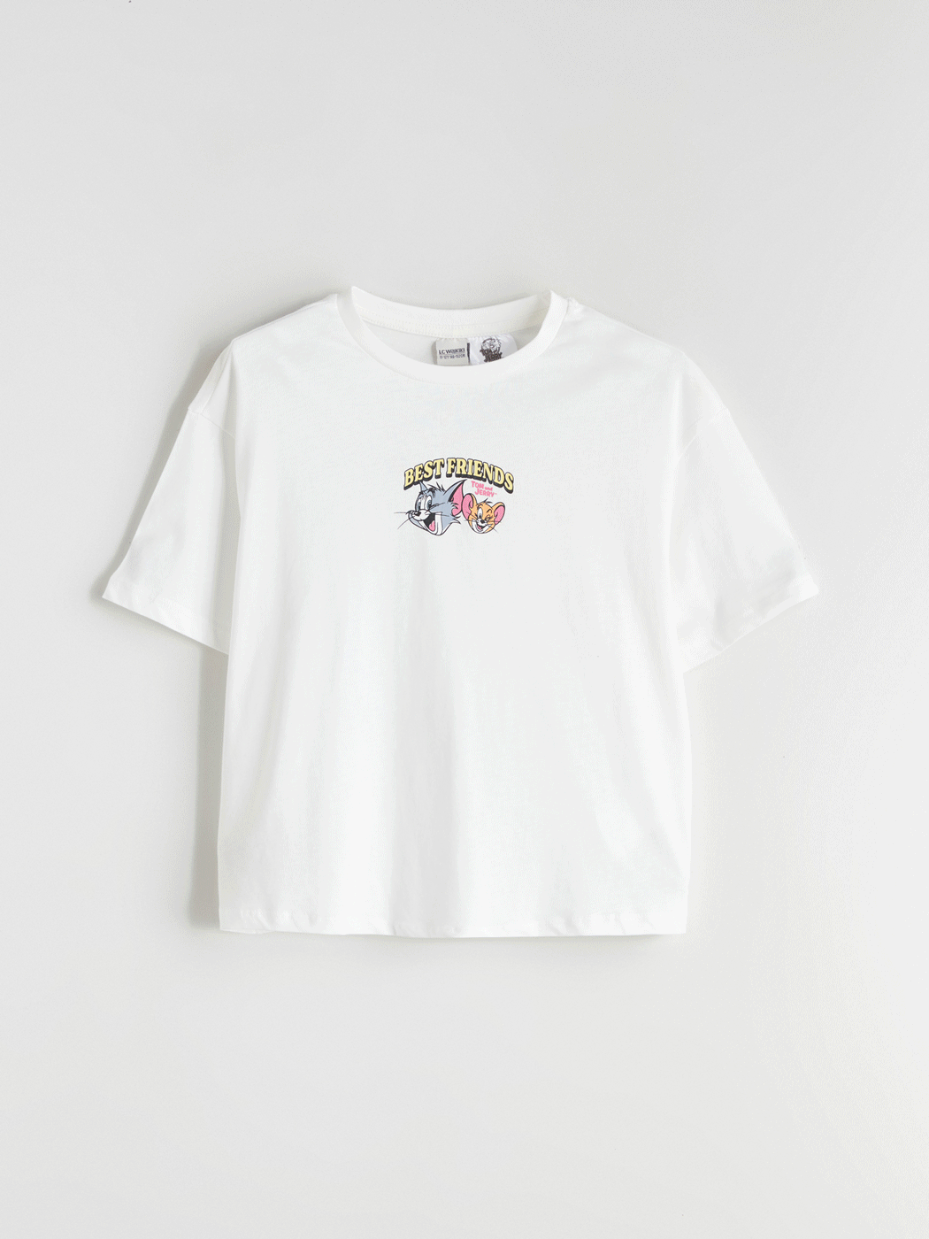 Ekru Tom & Jerry Baskılı Kız Çocuk Tişört