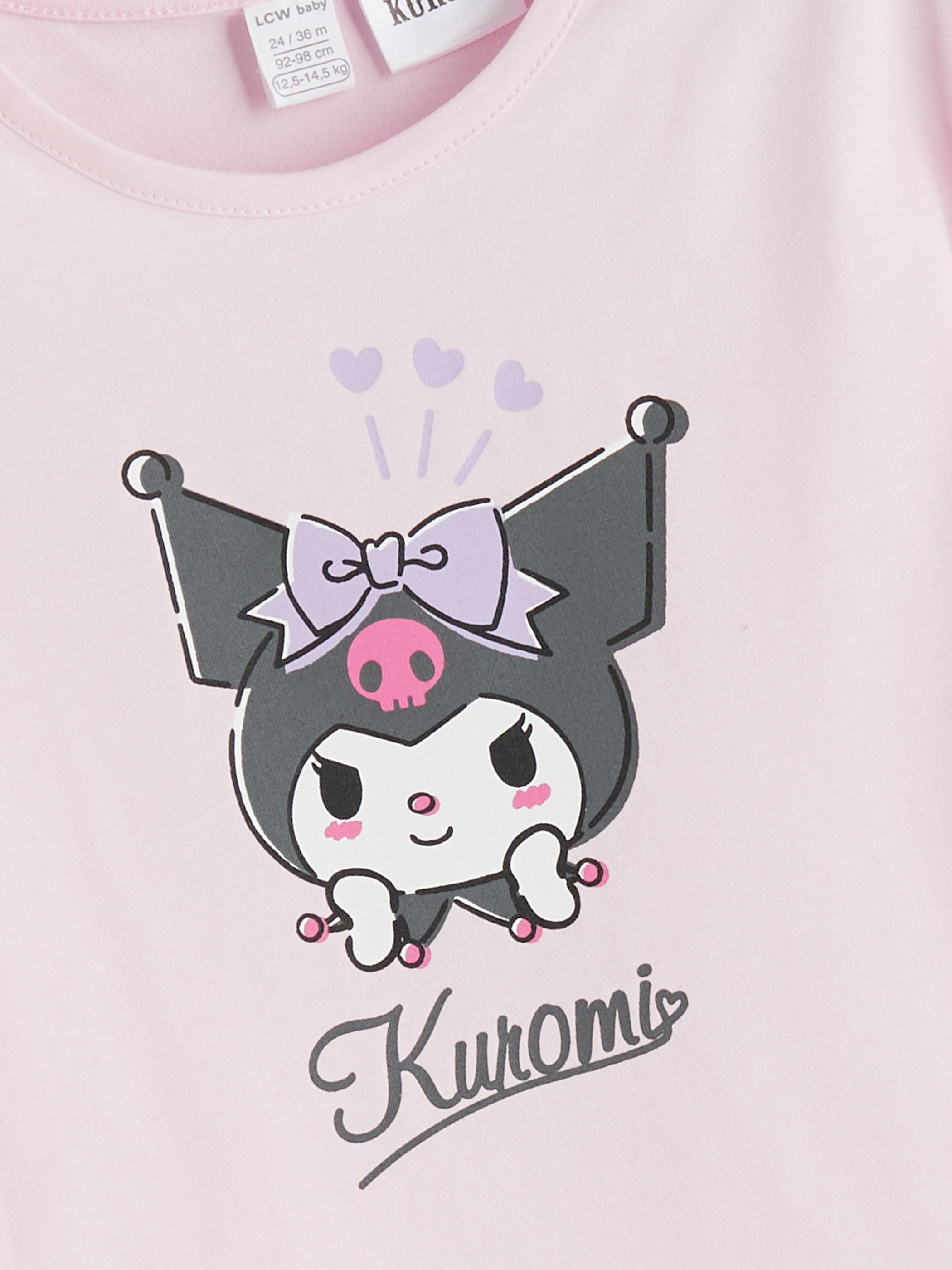 Pembe Kuromi Baskılı Kız Bebek Tişört-2