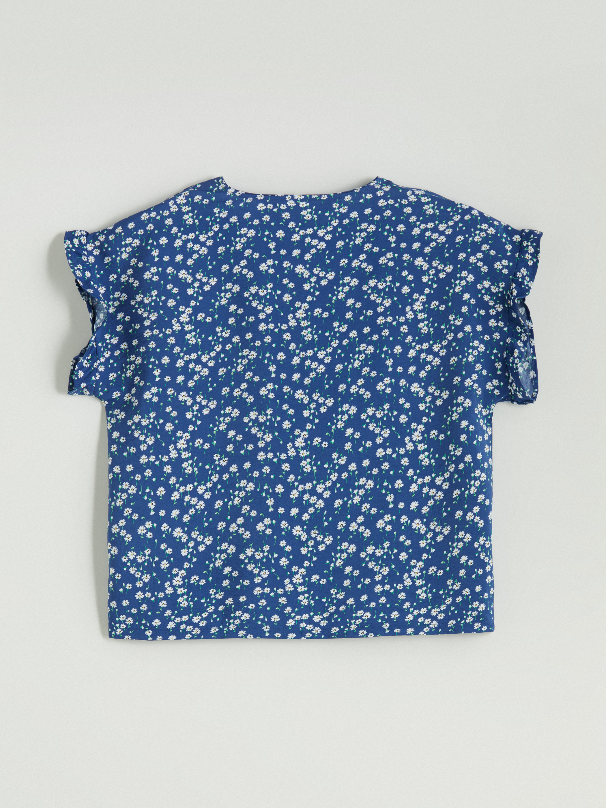 Lacivert V Yaka Çiçekli Kadın Pijama Üst-3