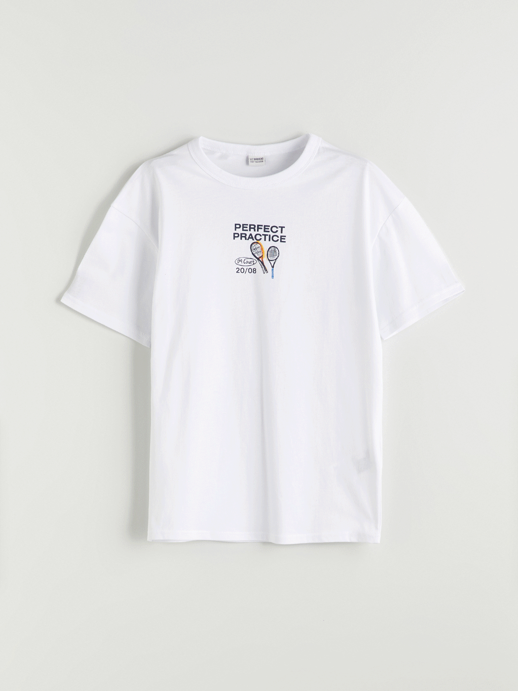 Beyaz Bisiklet Yaka Erkek Çocuk Tişört-3