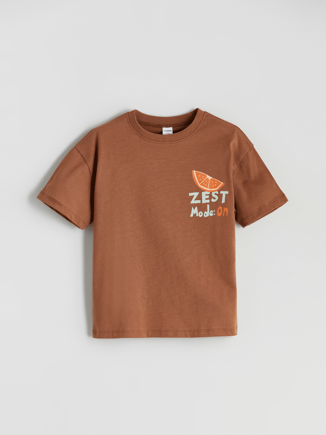 Kahverengi Bisiklet Yaka Baskılı Erkek Çocuk Tişört-4