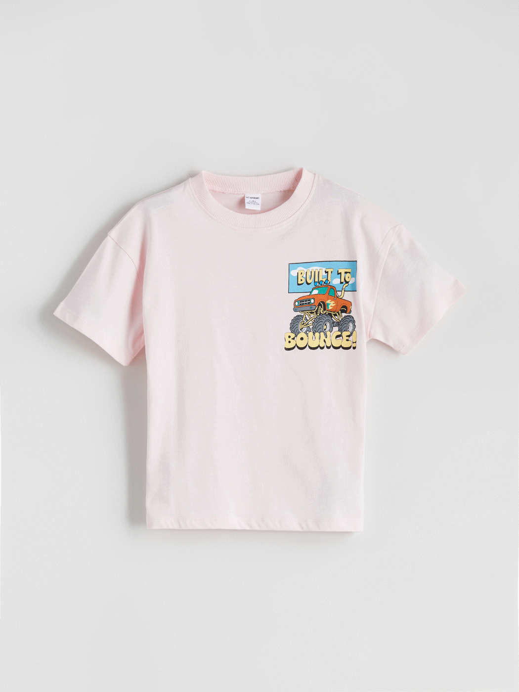 Pembe Bisiklet Yaka Baskılı Erkek Çocuk Tişört