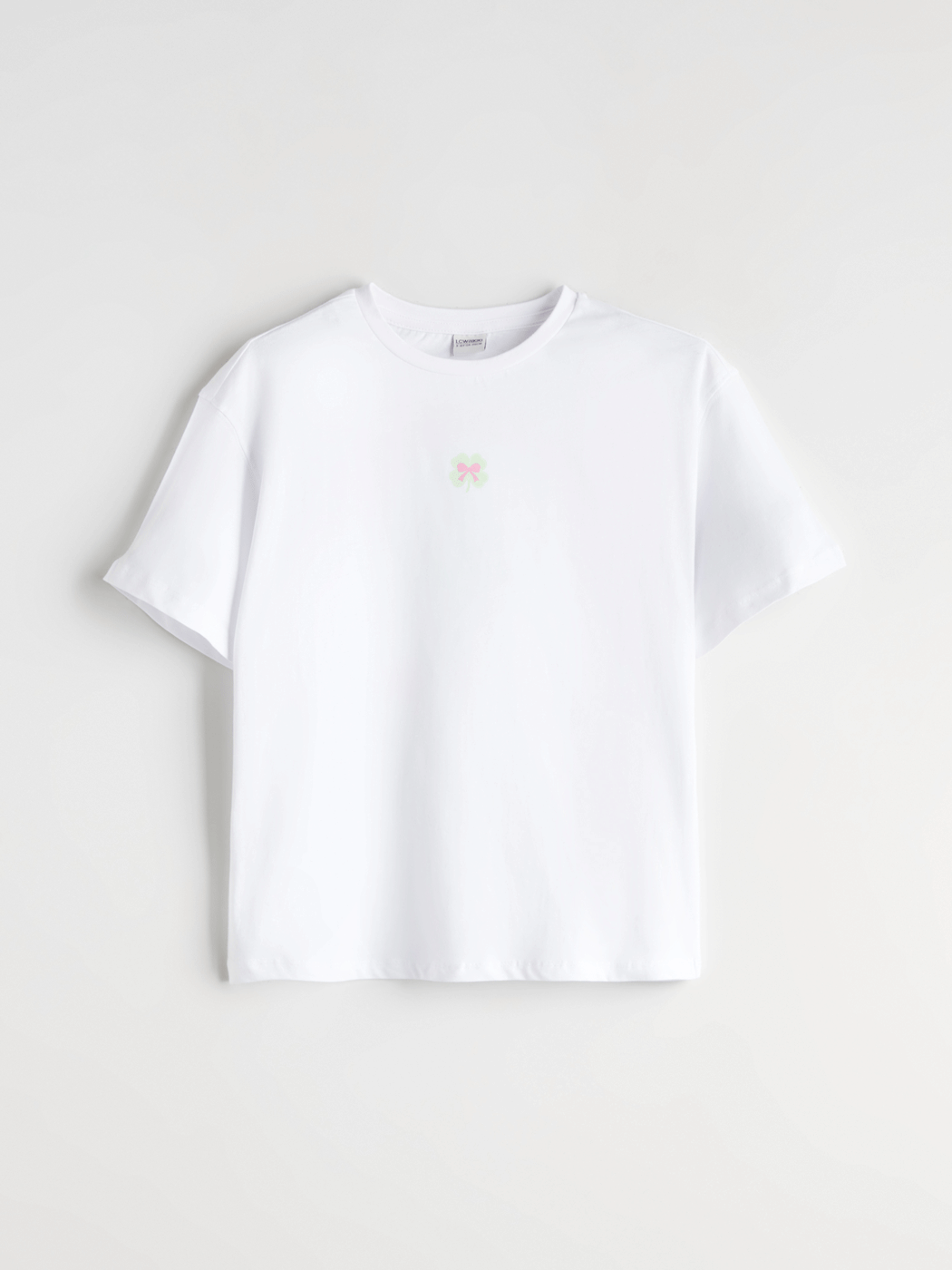 Beyaz Bisiklet Yaka Kız Çocuk Tişört