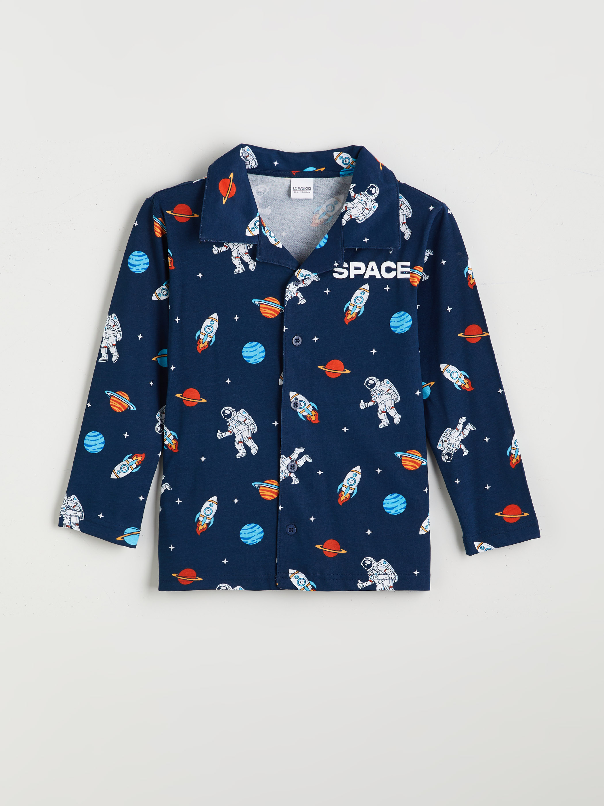 Lacivert Desenli Erkek Çocuk Pijama Üst