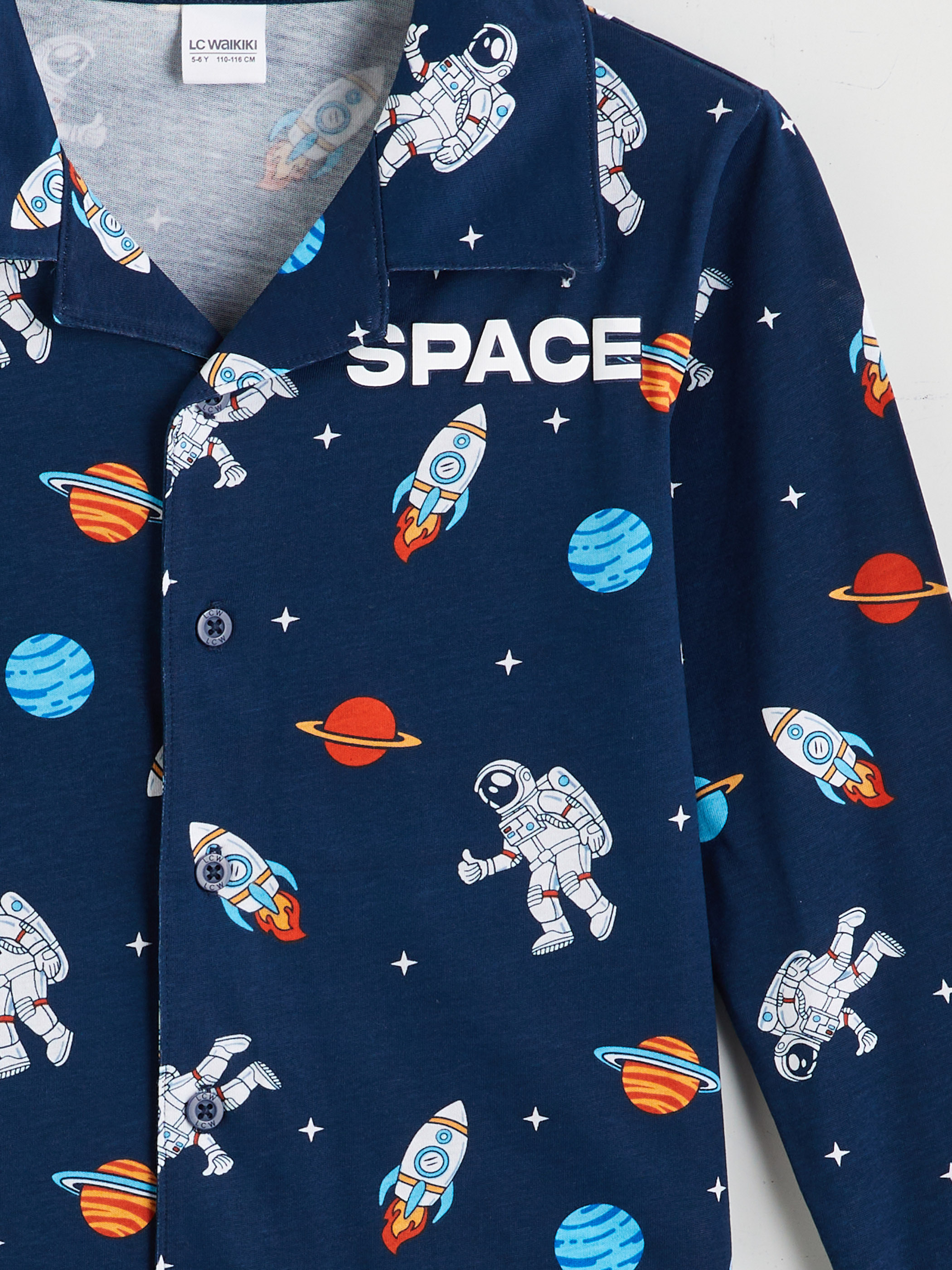 Lacivert Desenli Erkek Çocuk Pijama Üst-2