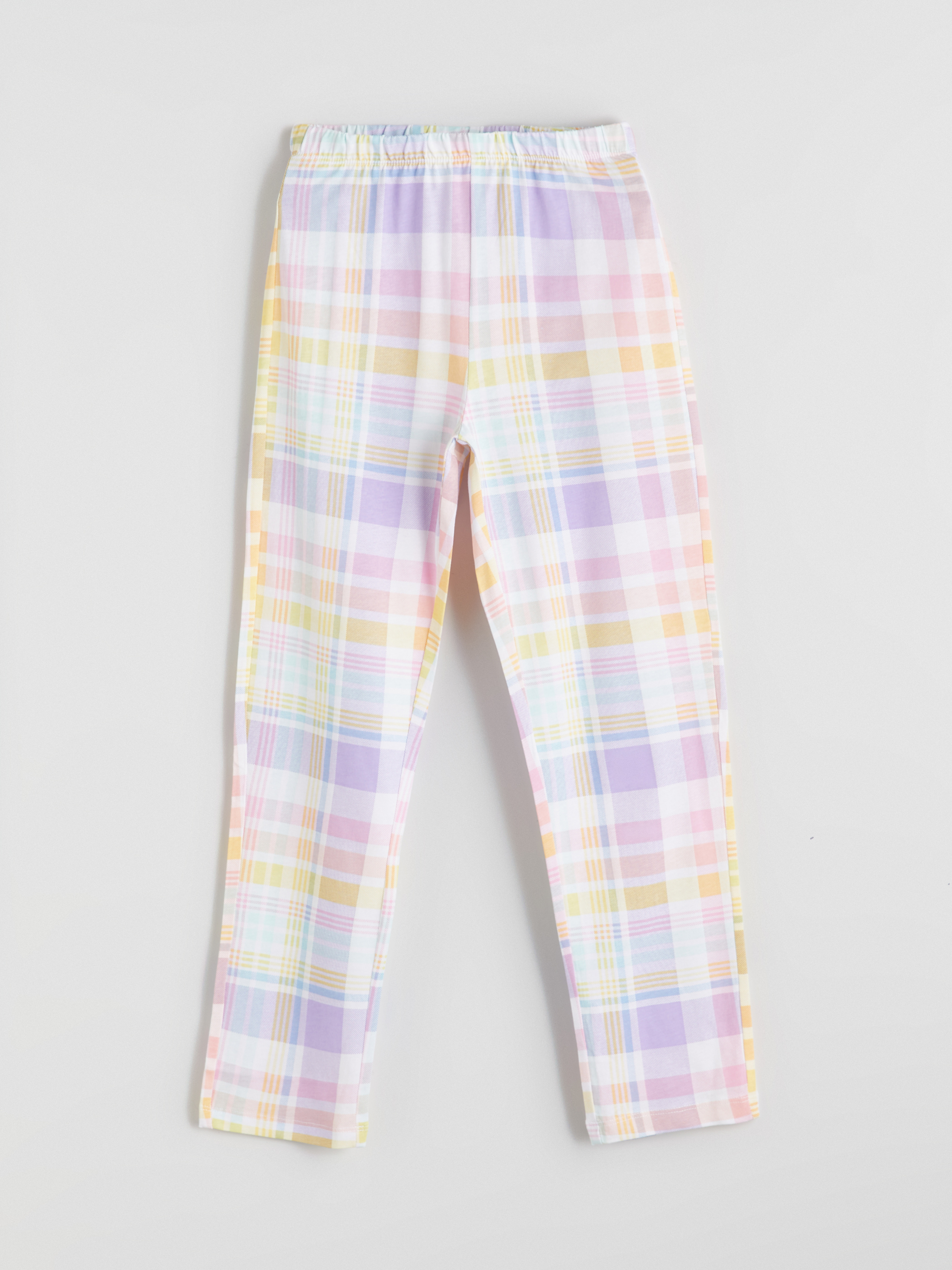 Beyaz Ekose Kız Çocuk Pijama Alt