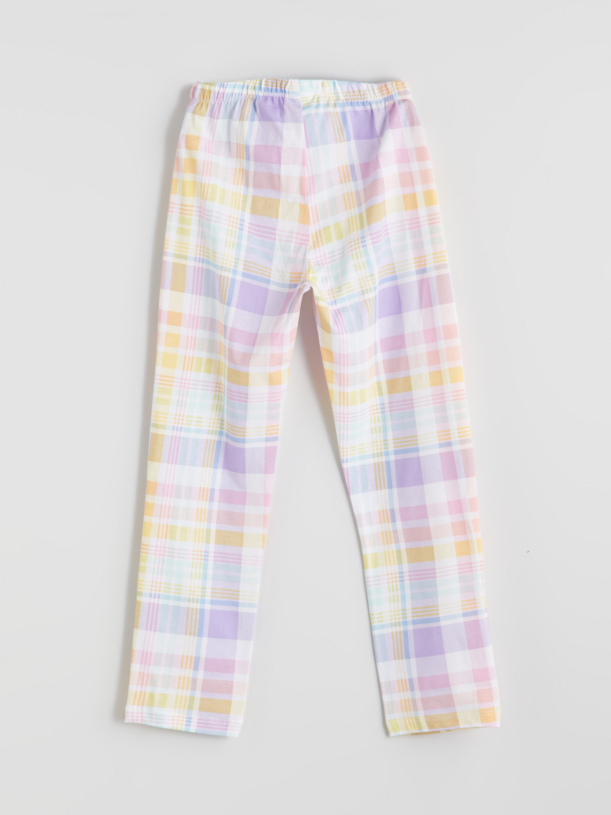 Beyaz Ekose Kız Çocuk Pijama Alt-1