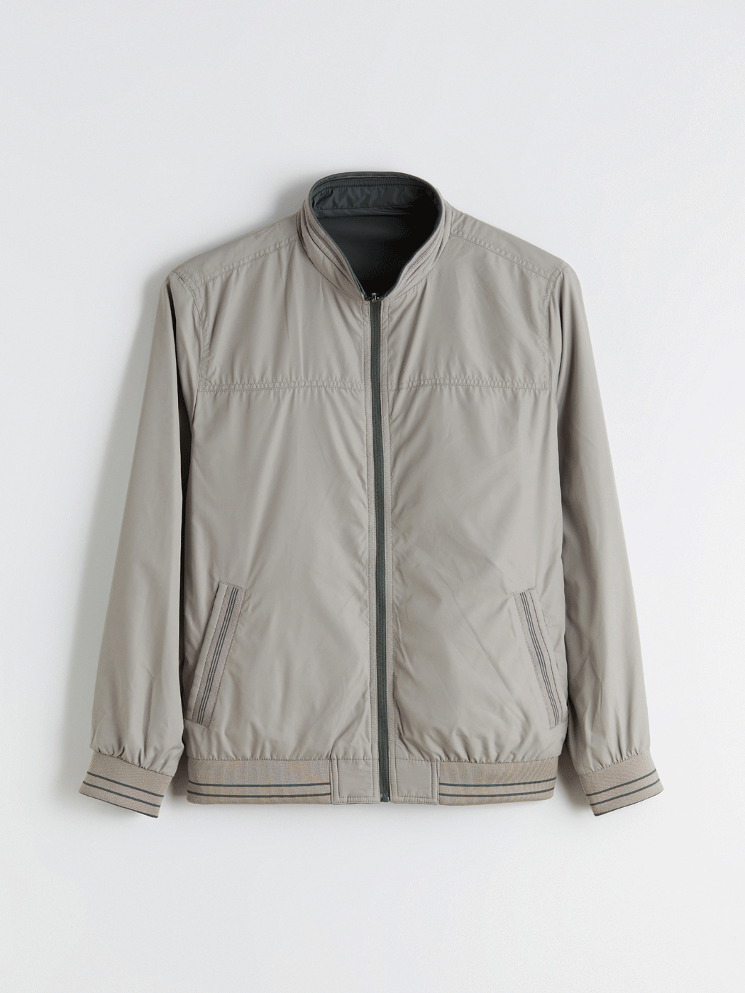 Yeşil Büyük Beden Çift Taraflı Dik Yaka Erkek Mont-12