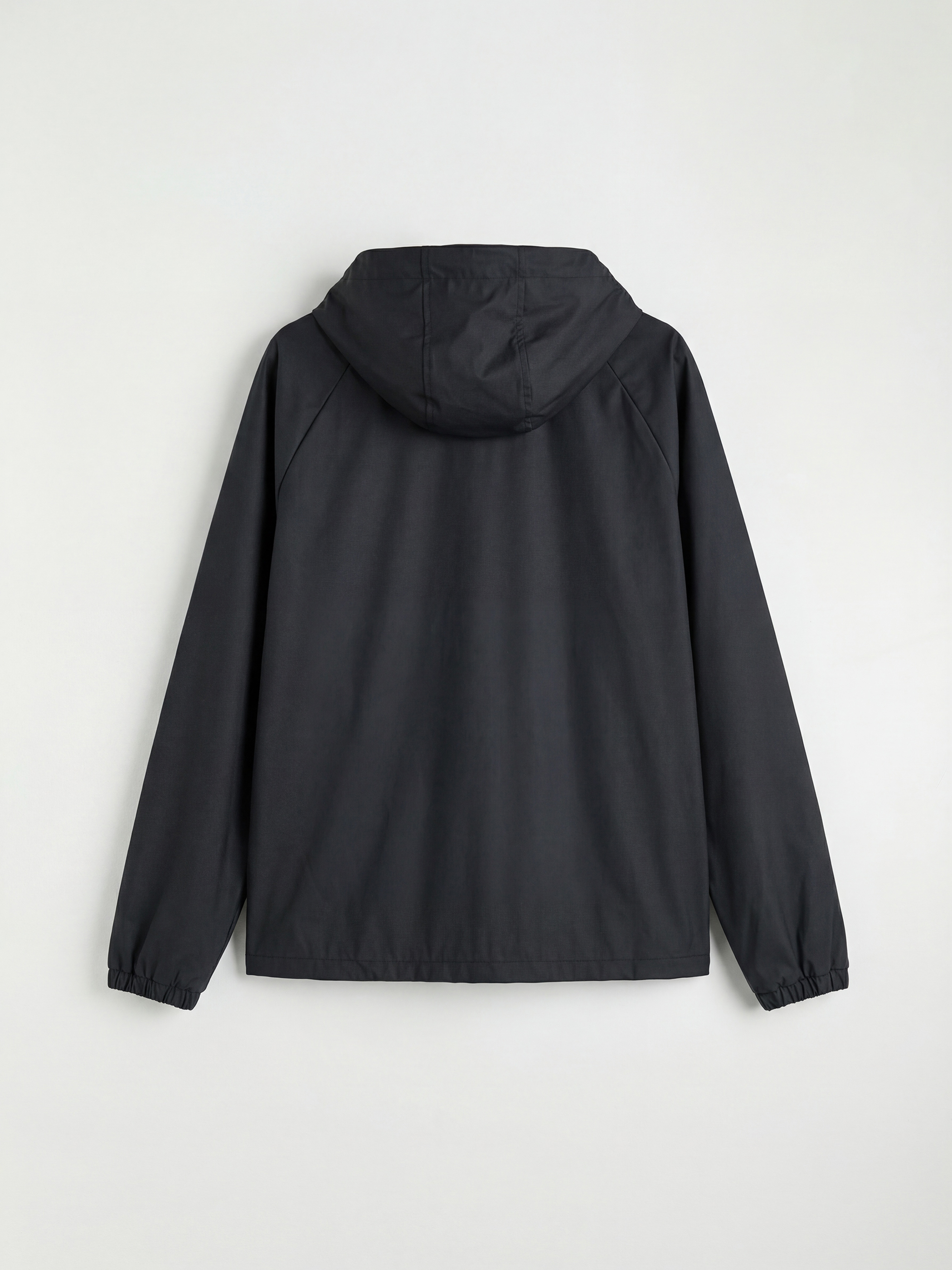Siyah Standart Kalıp Kapüşonlu Erkek Yağmurluk-2