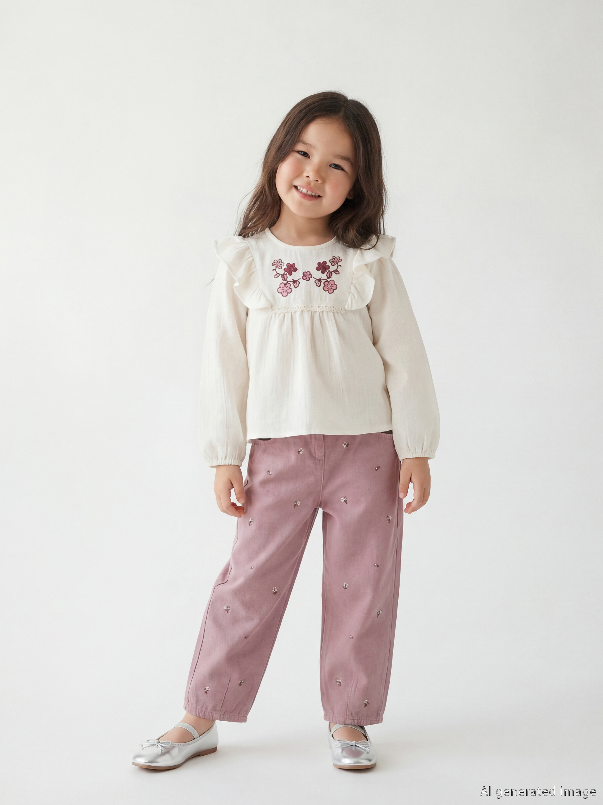 LCW Kids Beli Lastikli Çiçekli Kız Çocuk Pantolon - W53004Z1-GX4