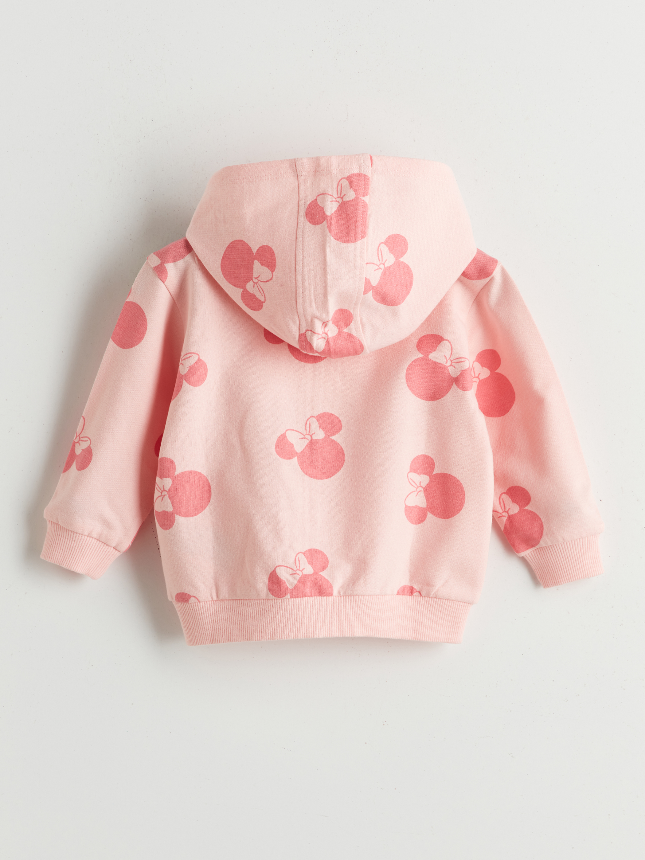 Pembe Minnie Mouse Baskılı Kız Bebek Fermuarlı Sweatshirt-1