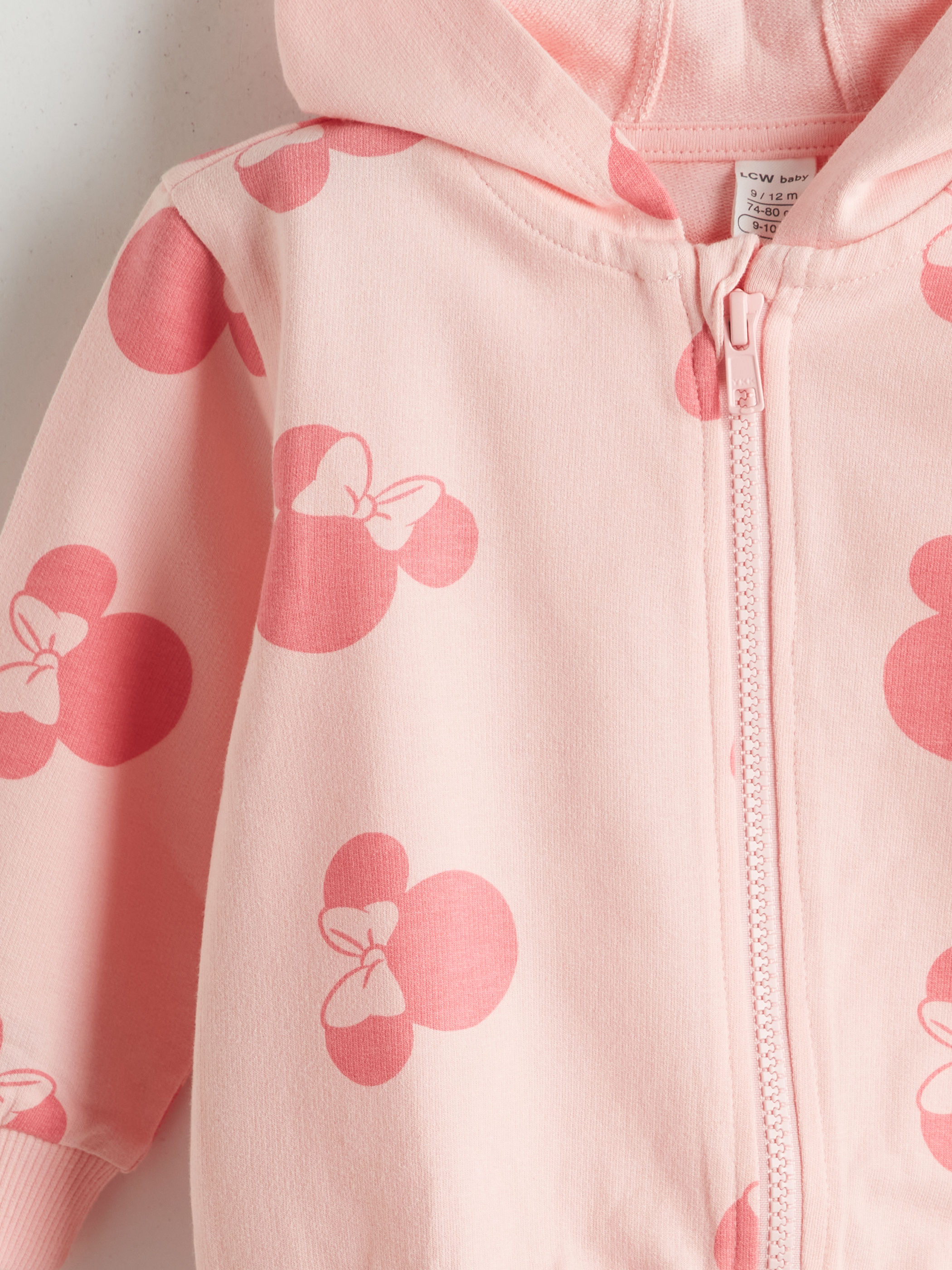 Pembe Minnie Mouse Baskılı Kız Bebek Fermuarlı Sweatshirt-2