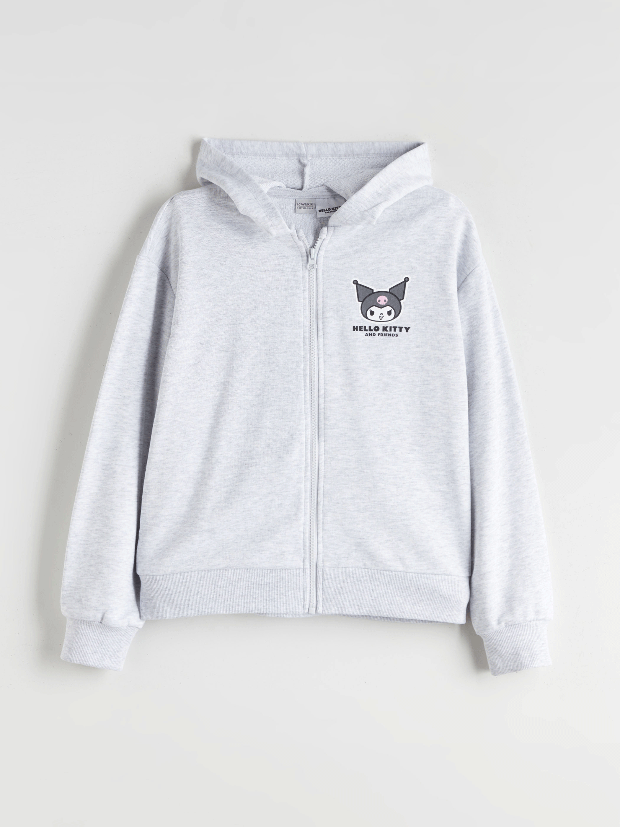 LCW Kids Girl GREY Zip-Up Sweatshirt -W56237Z4-CT3