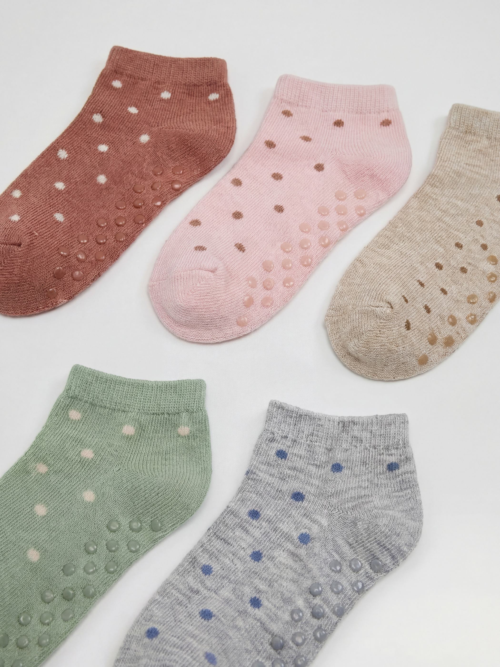 Pembe Baskılı Kız Bebek Soket Çorap 5'li-1