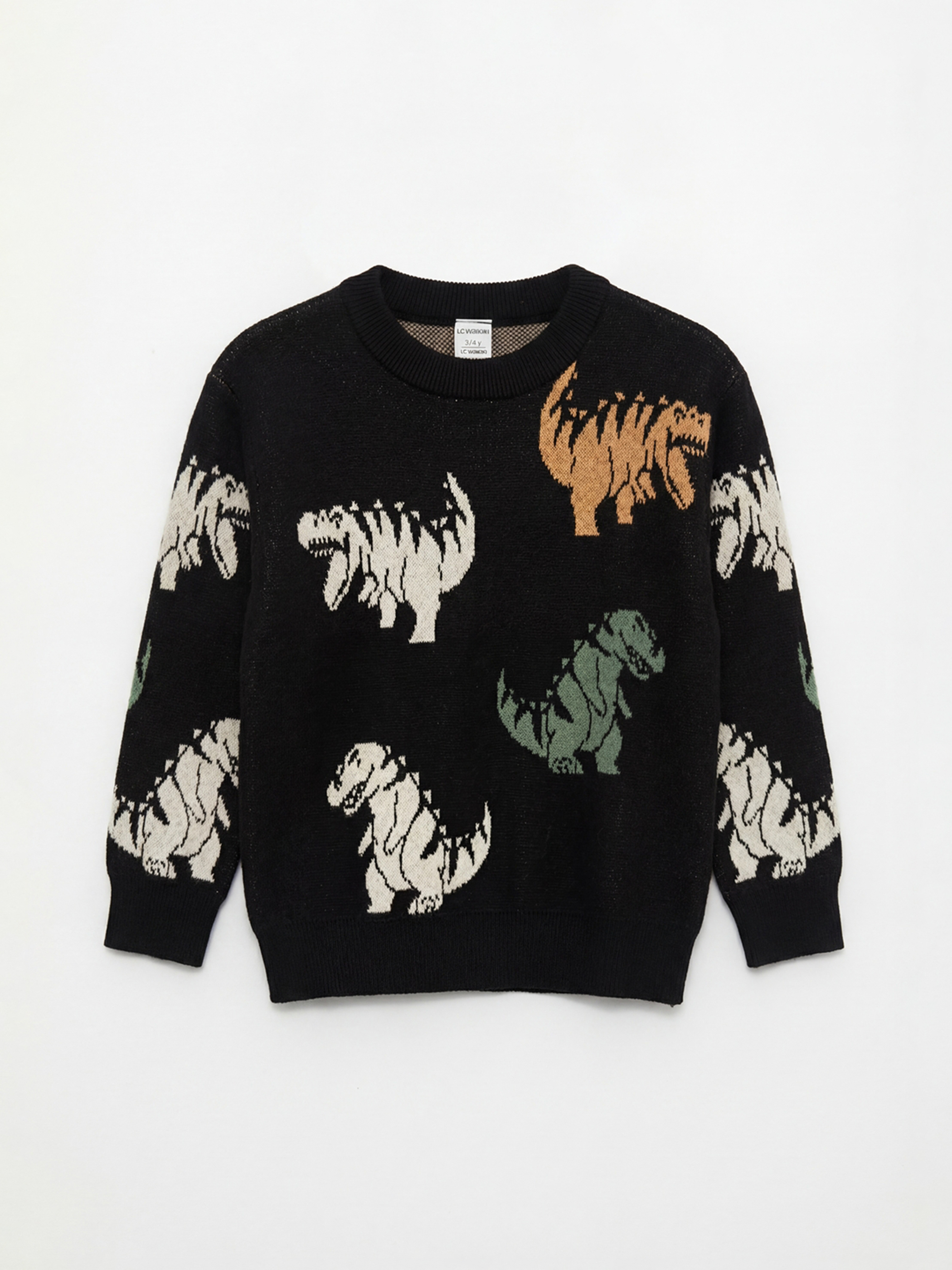 LCW Kids Crew Neck Patterned Knit Boys Sweater - W59021Z1-MHS