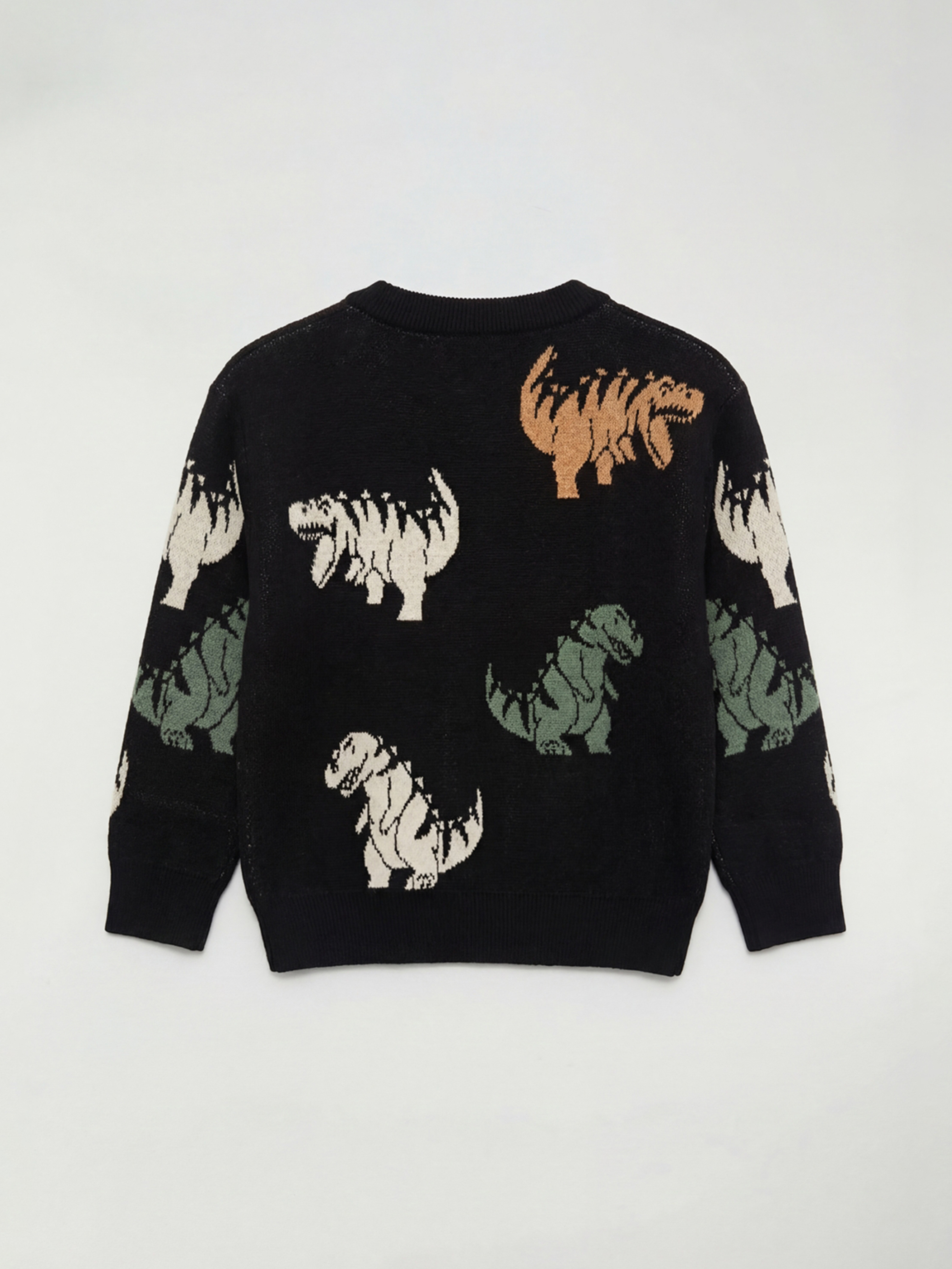 Crew Neck Patterned Knit Boys Sweater-1