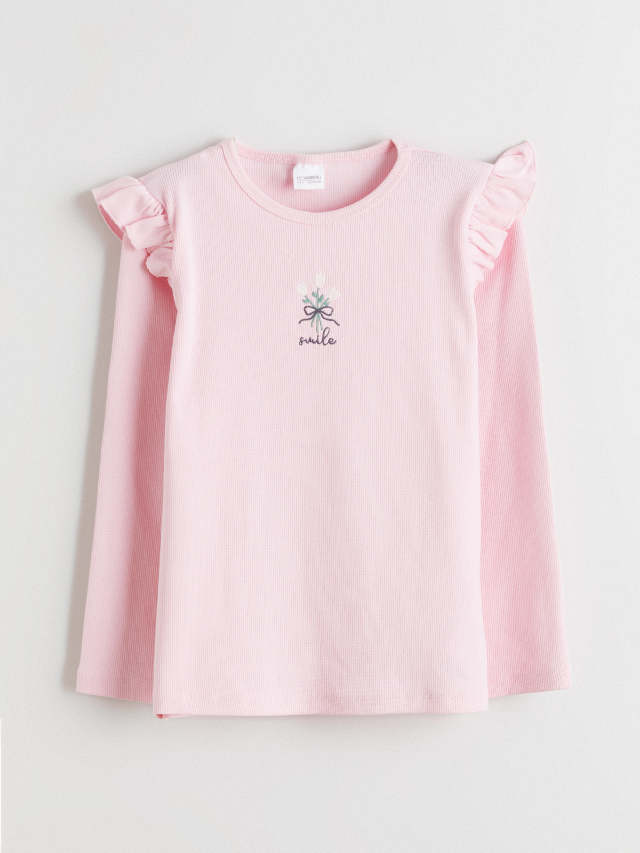 Pembe Nakışlı Kız Çocuk Pijama Üst