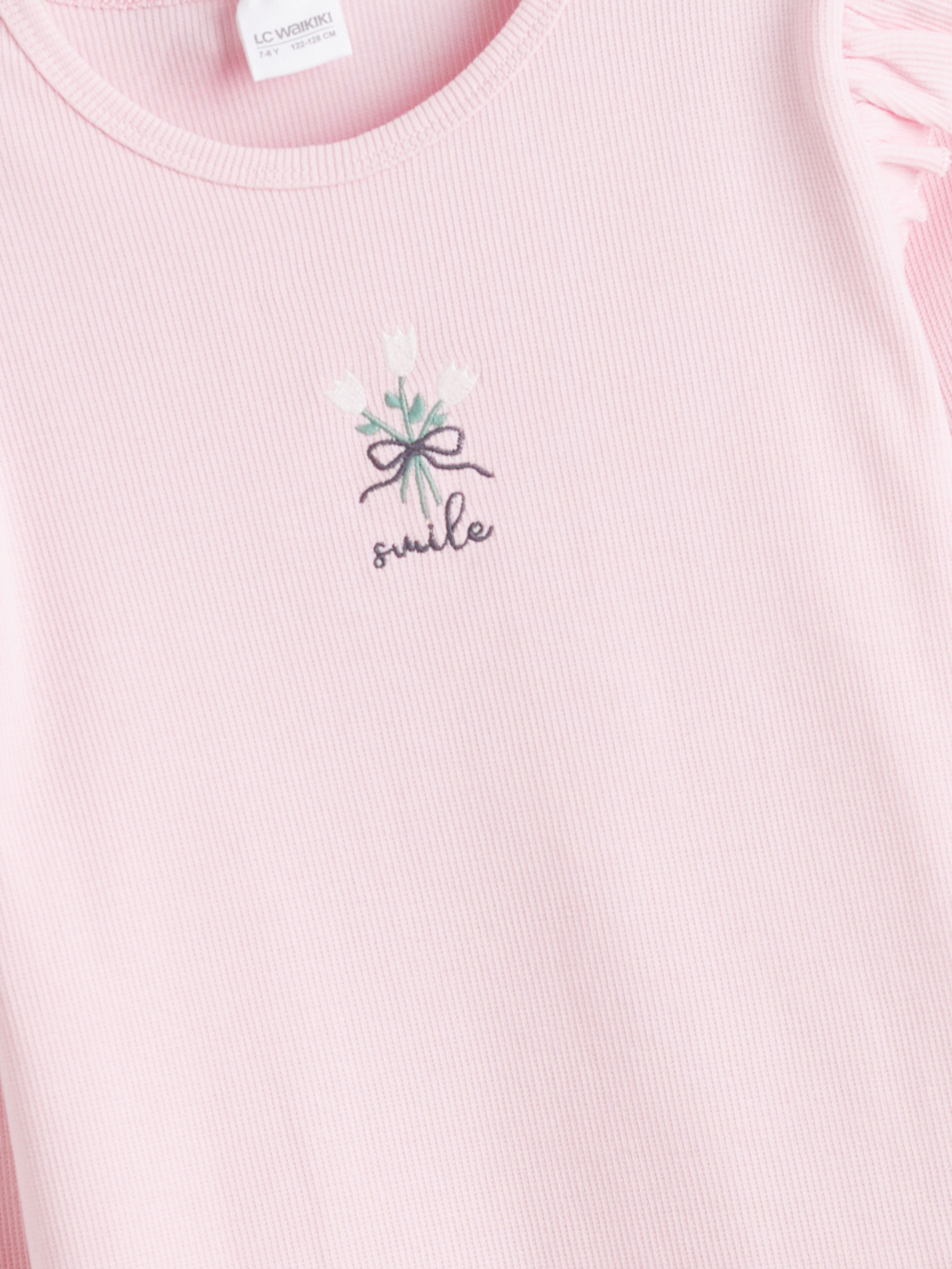 Pembe Nakışlı Kız Çocuk Pijama Üst-2