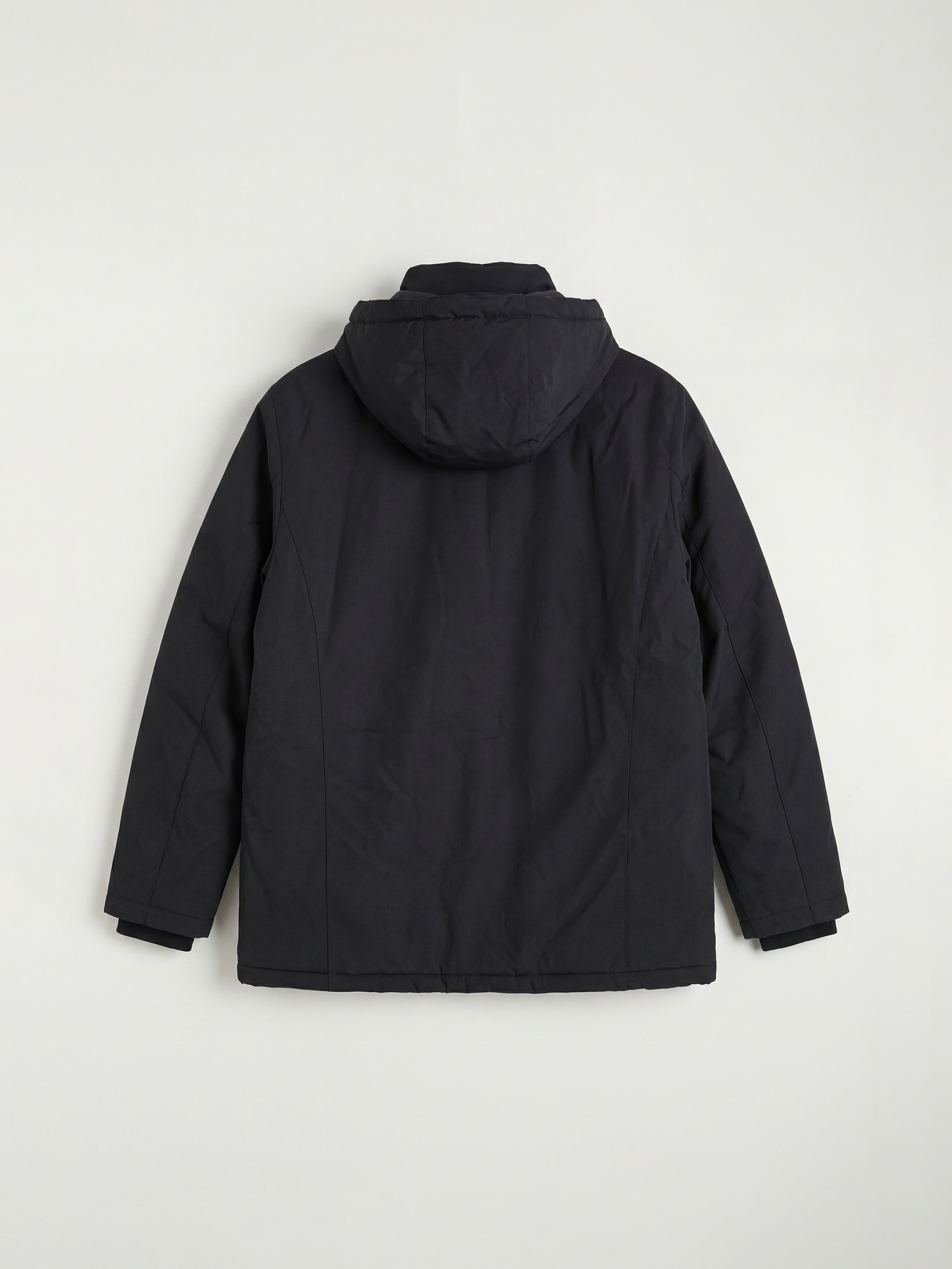 Siyah Standart Kalıp Kapüşonlu Erkek Mont-2