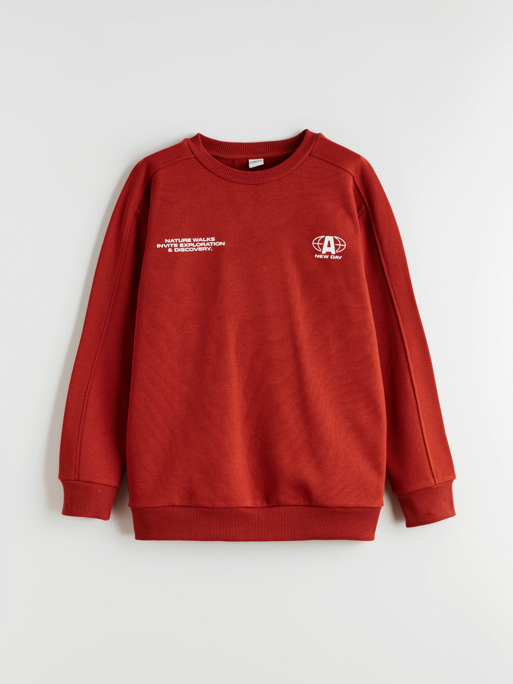 Turuncu Bisiklet Yaka Baskılı Erkek Çocuk Kalın Sweatshirt-2