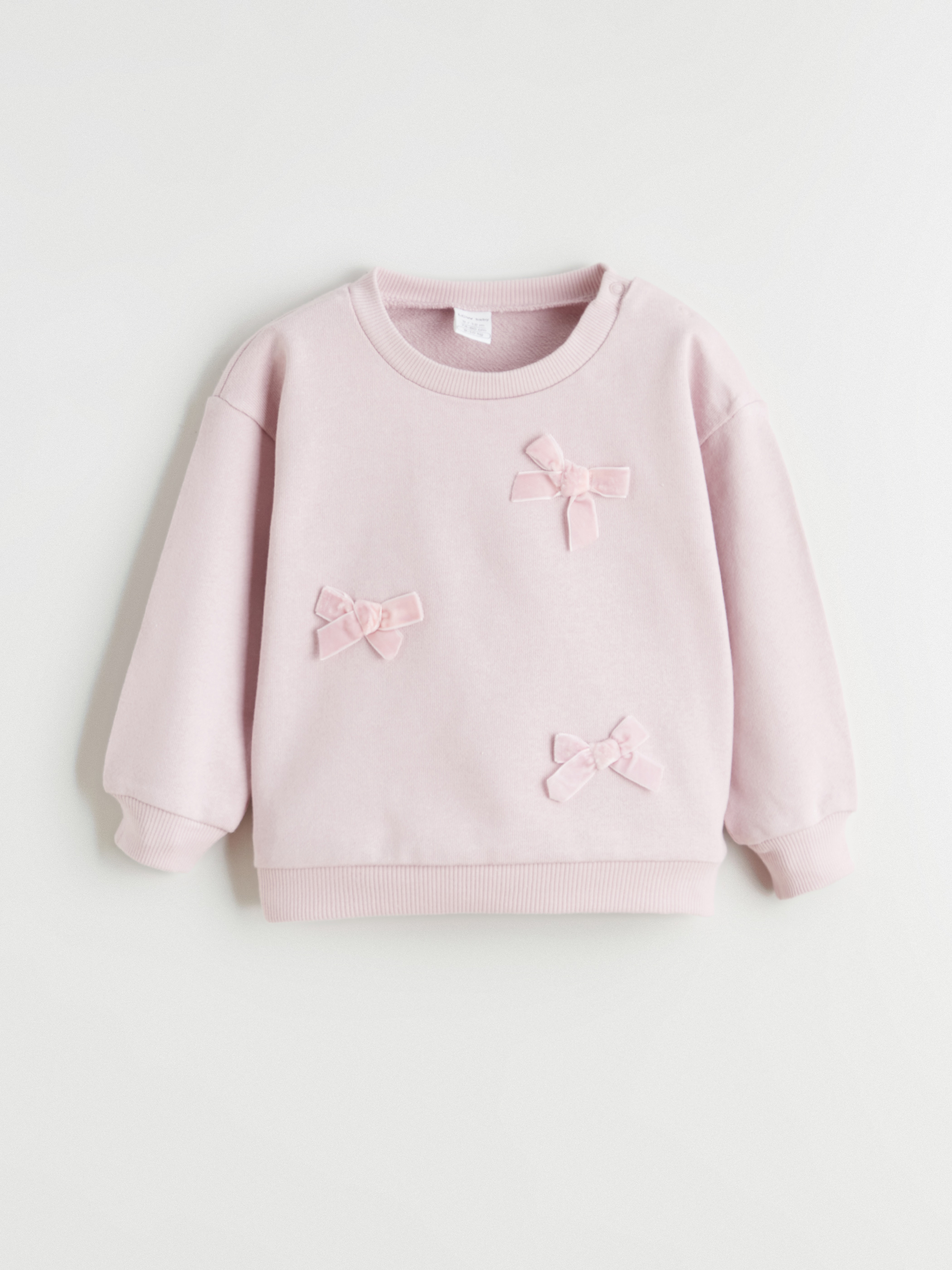 LCW baby Fiyonk Nakışlı Kız Bebek Sweatshirt